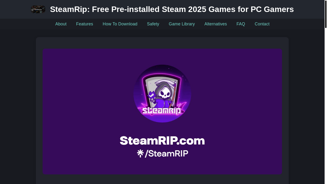 website screenshot of https://steamrip-aw.pages.dev/