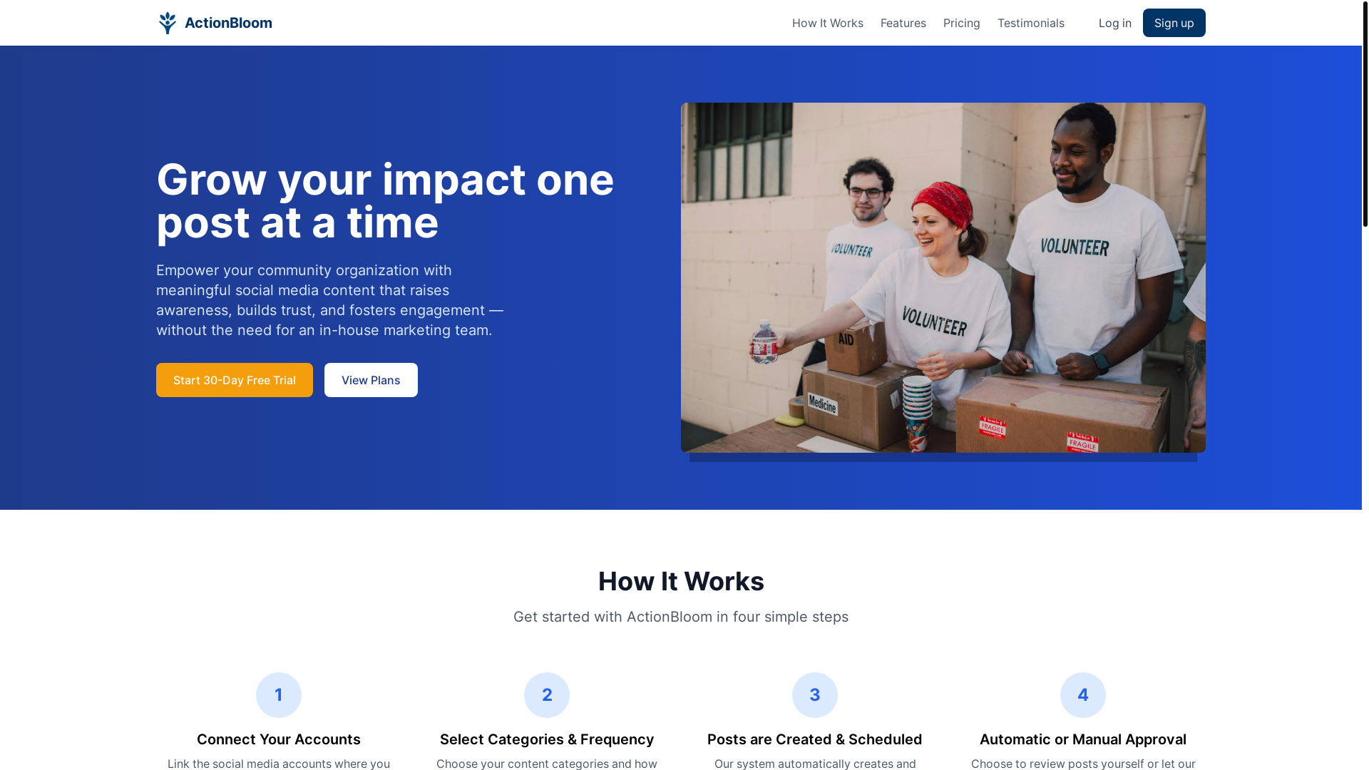 website screenshot of https://actionbloomdev2.pages.dev/