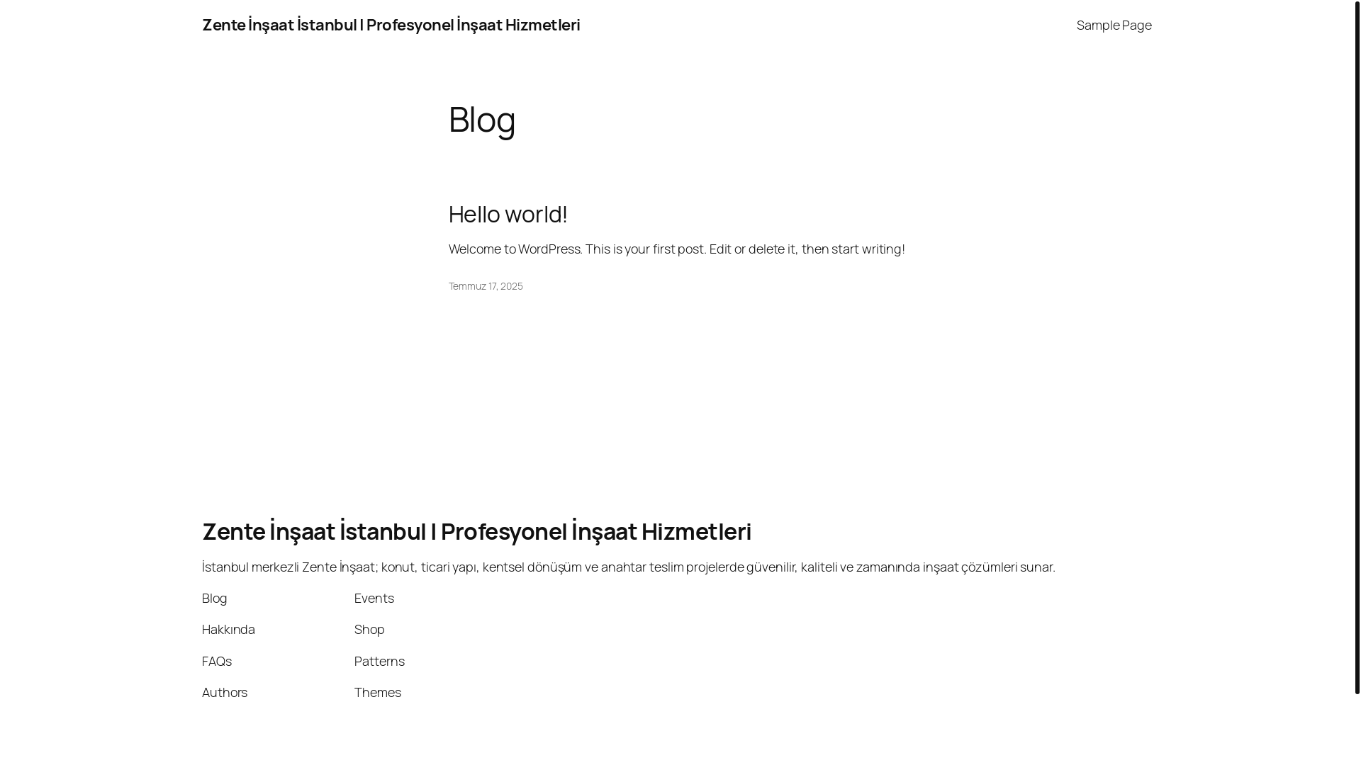 website screenshot of https://zenteinsaat.com/
