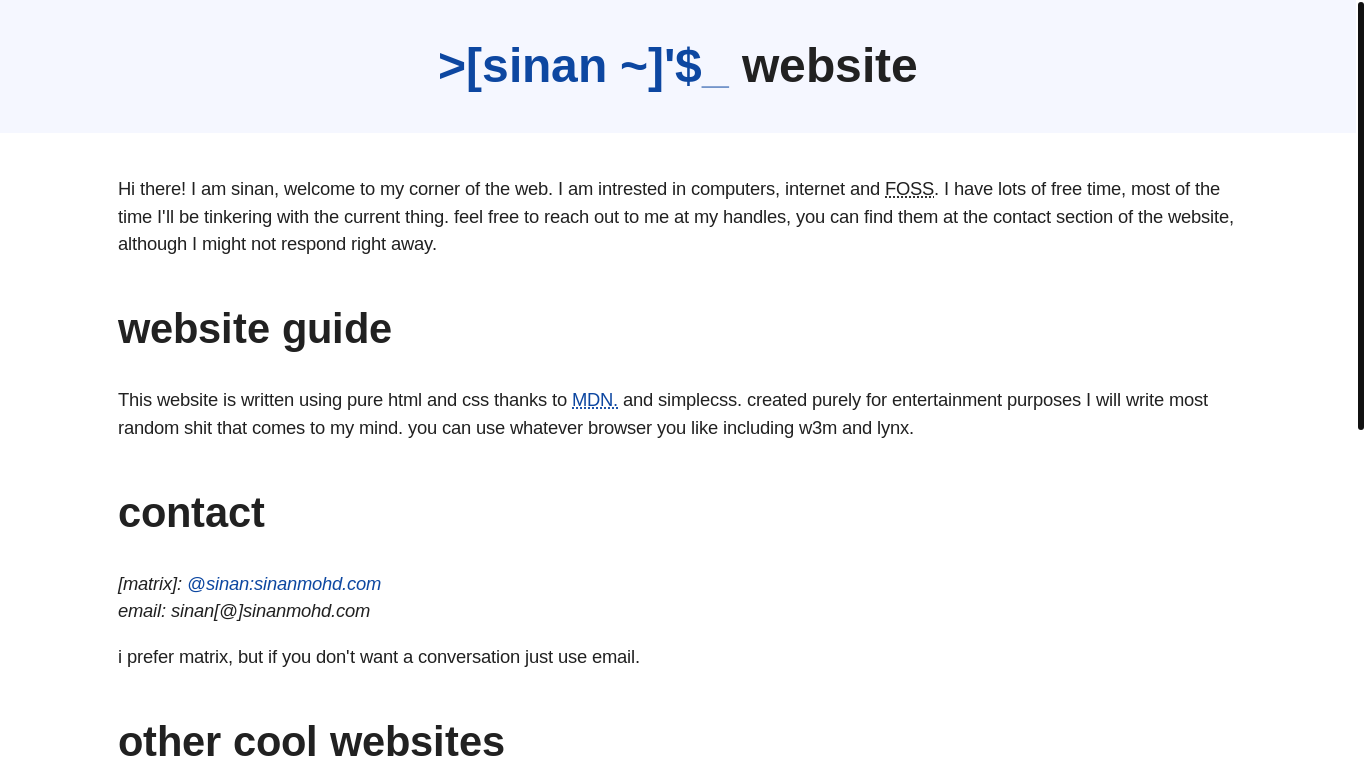 website screenshot of https://www.sinanmohd.com/