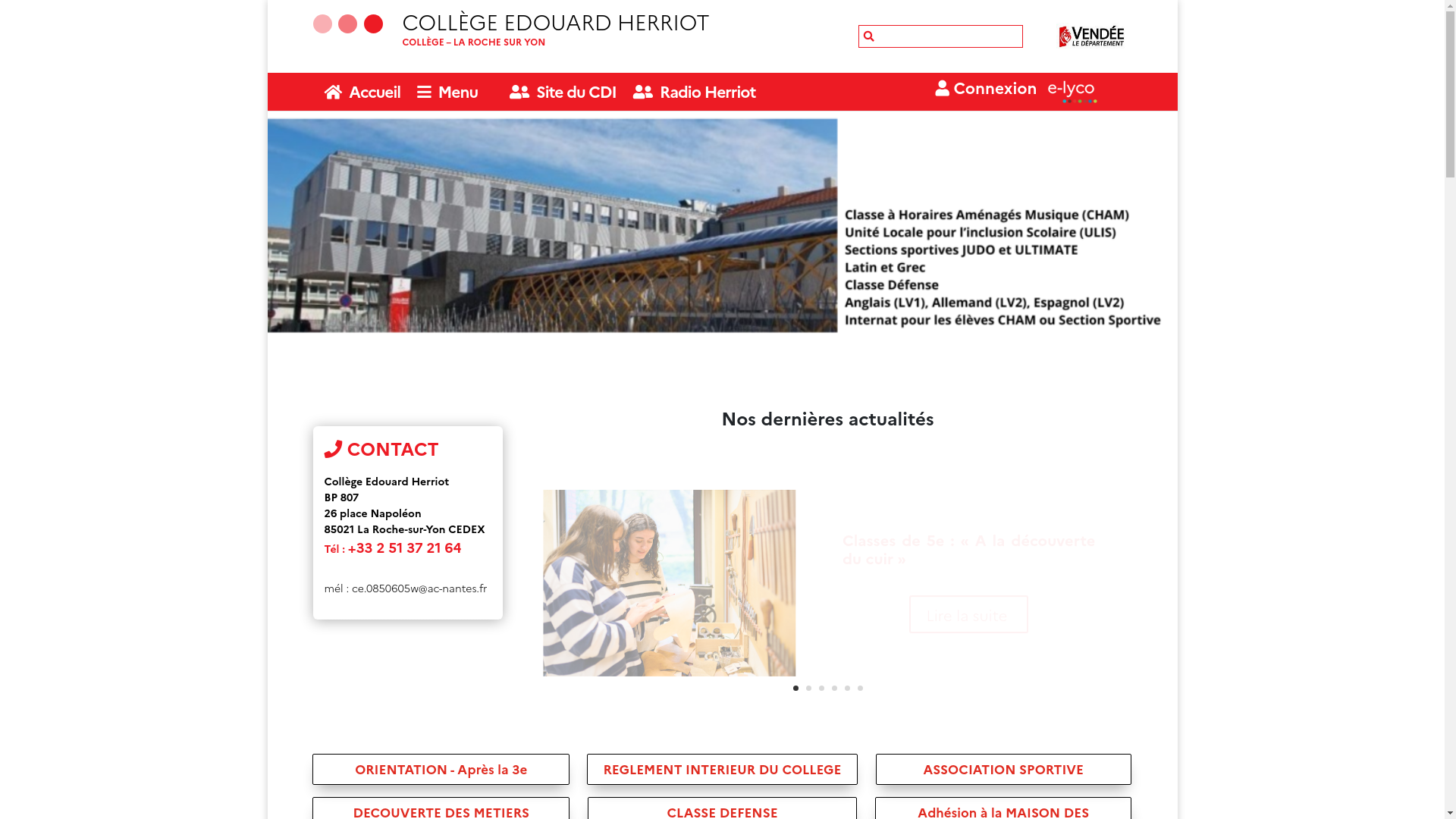 website screenshot of https://herriot.vendee.e-lyco.fr/
