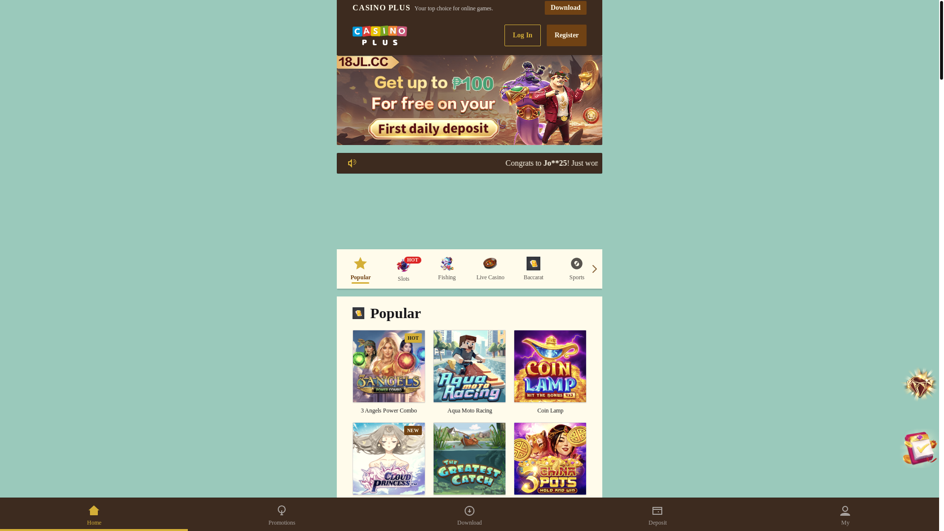 website screenshot of https://100pluscasinoi.com/