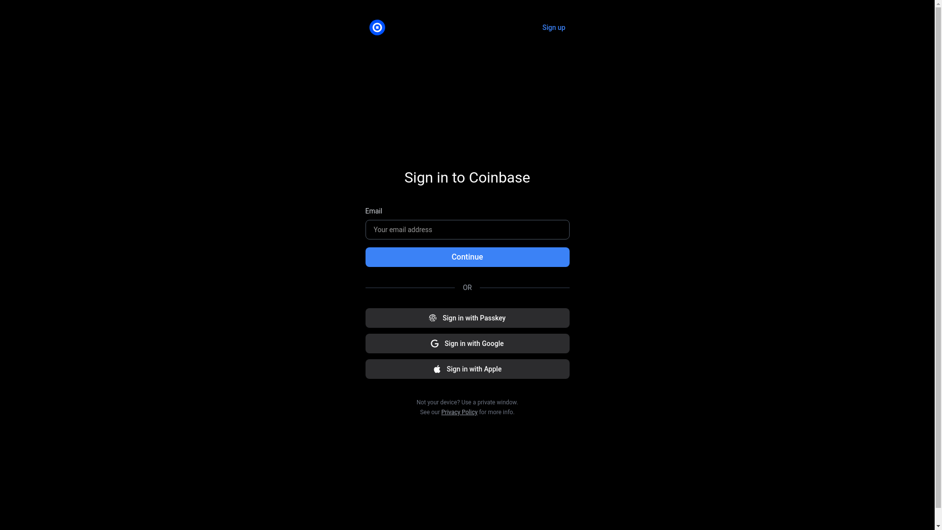 website screenshot of https://verifiycoinbase.com/