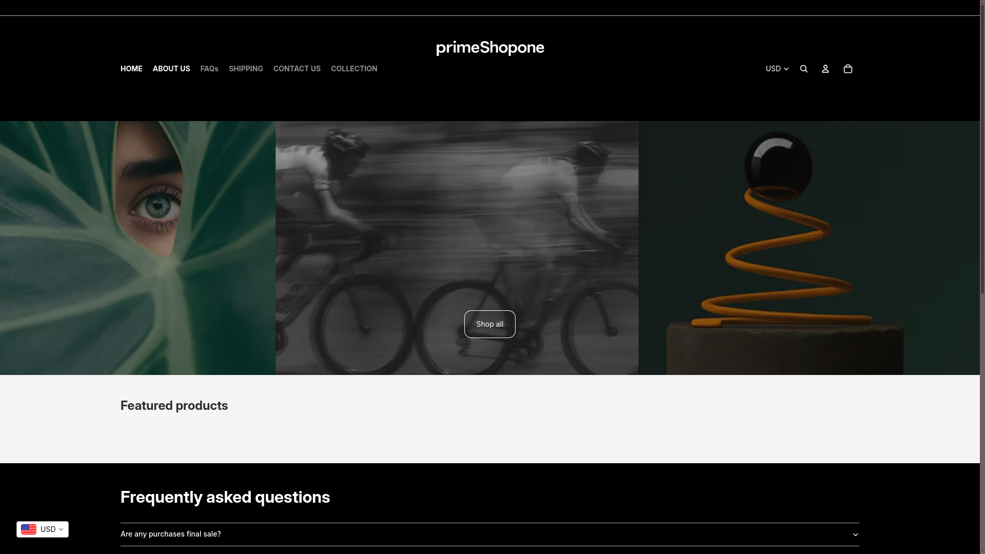 website screenshot of https://primeshopone.store/