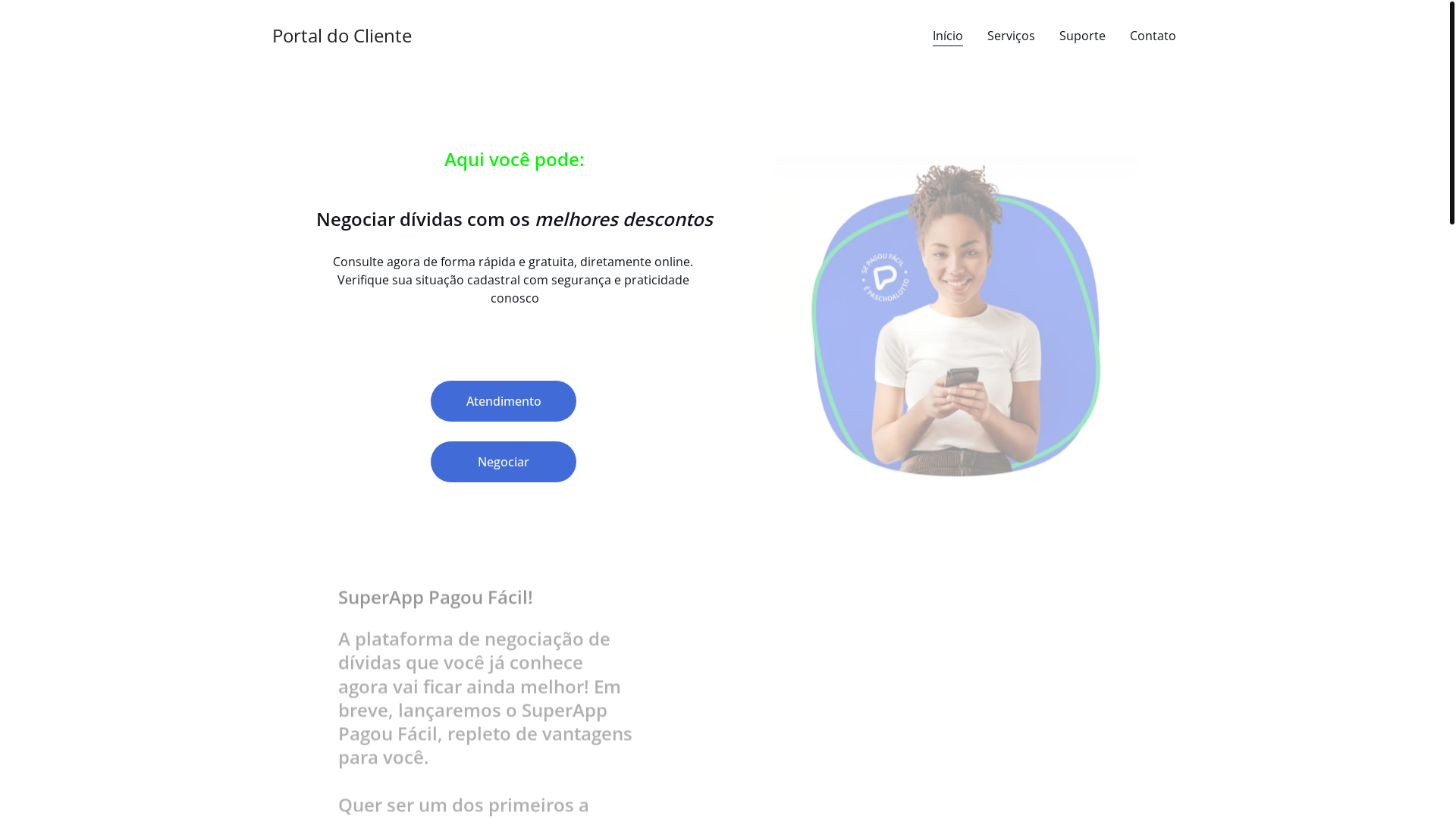 website screenshot of https://atendimentoespecializadopagou.online/