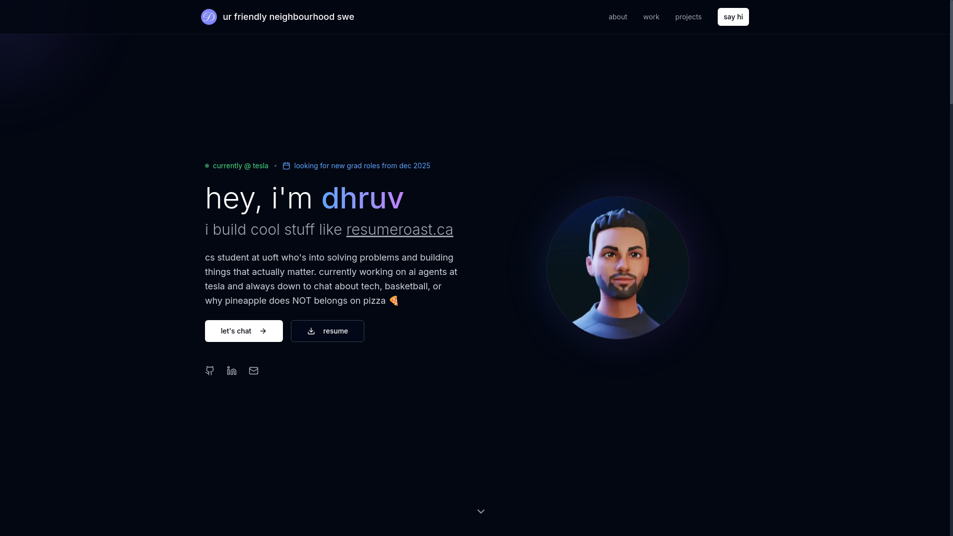 website screenshot of https://dhruv-patel.me/