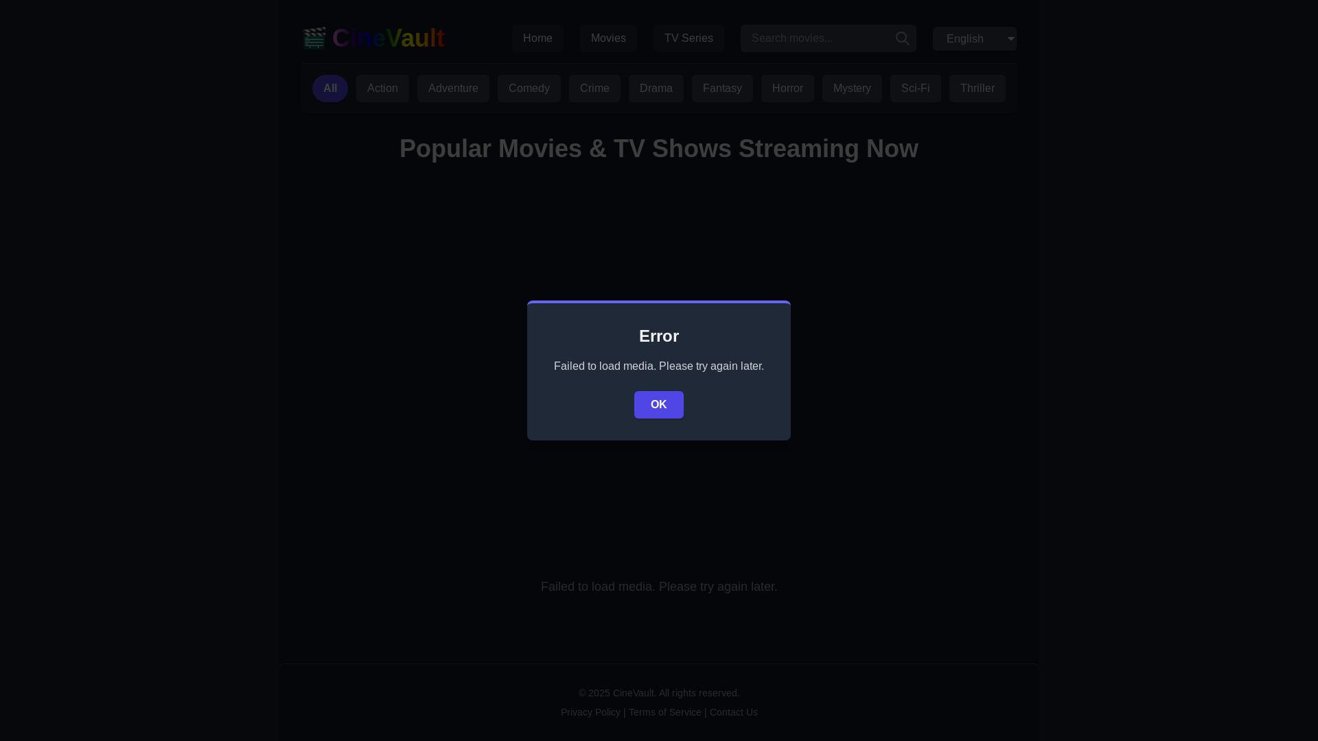website screenshot of https://cinevault.pages.dev/