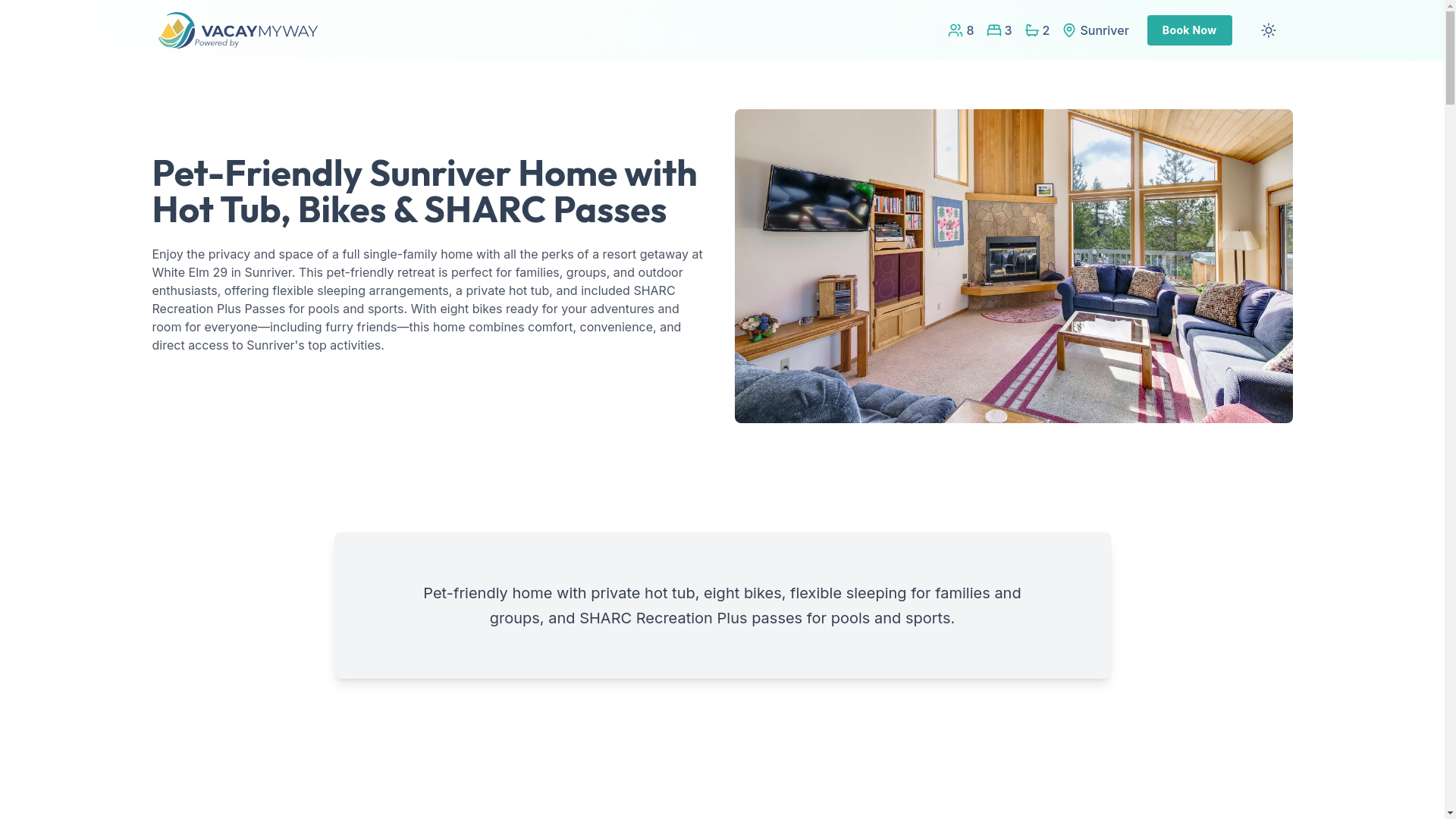website screenshot of https://sunriverhottubs.house/