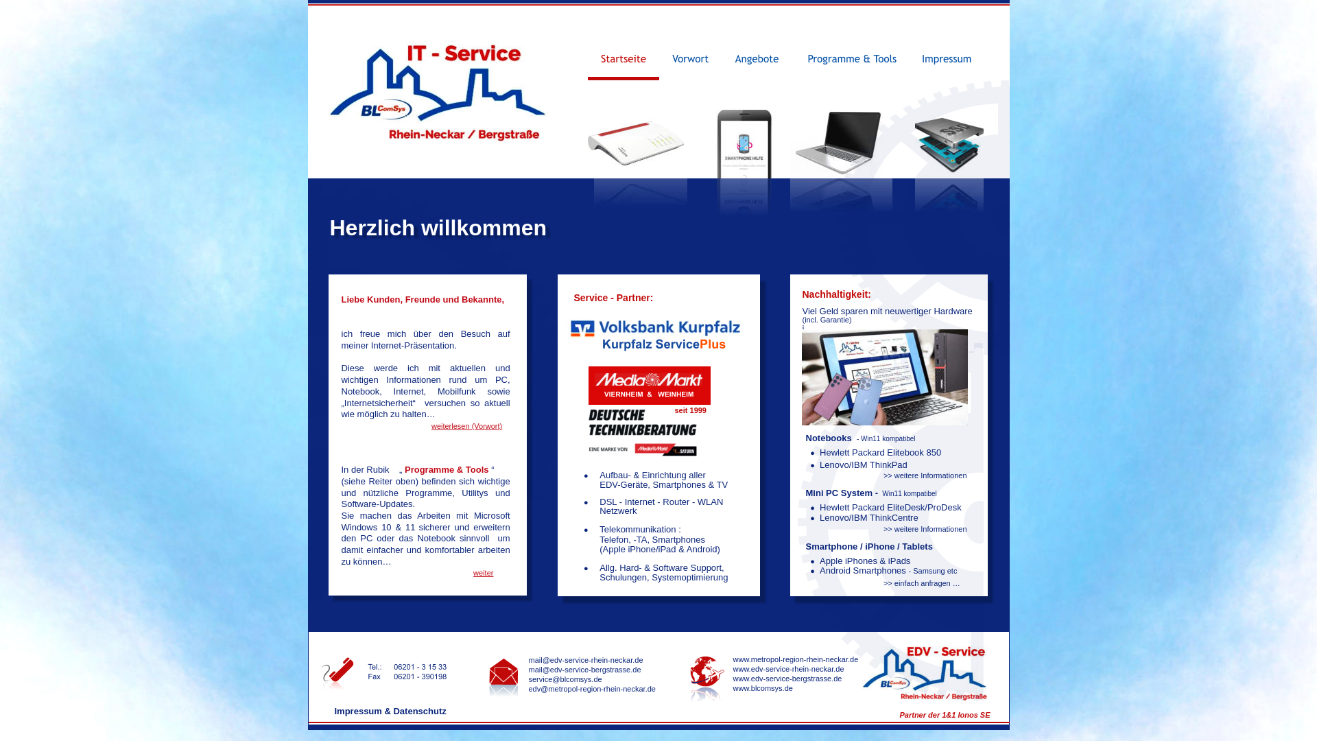 website screenshot of https://edv-service-kurpfalz.de/