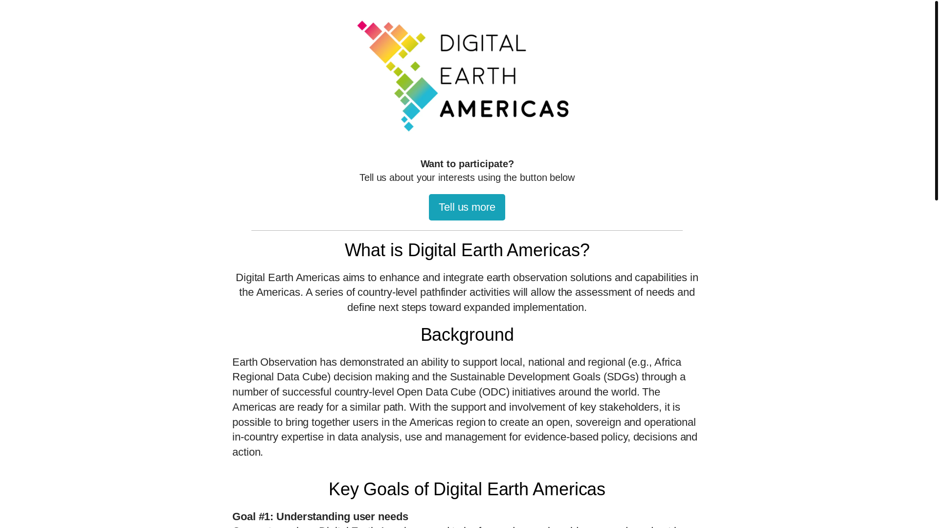 website screenshot of https://digitalearthamericas.org/