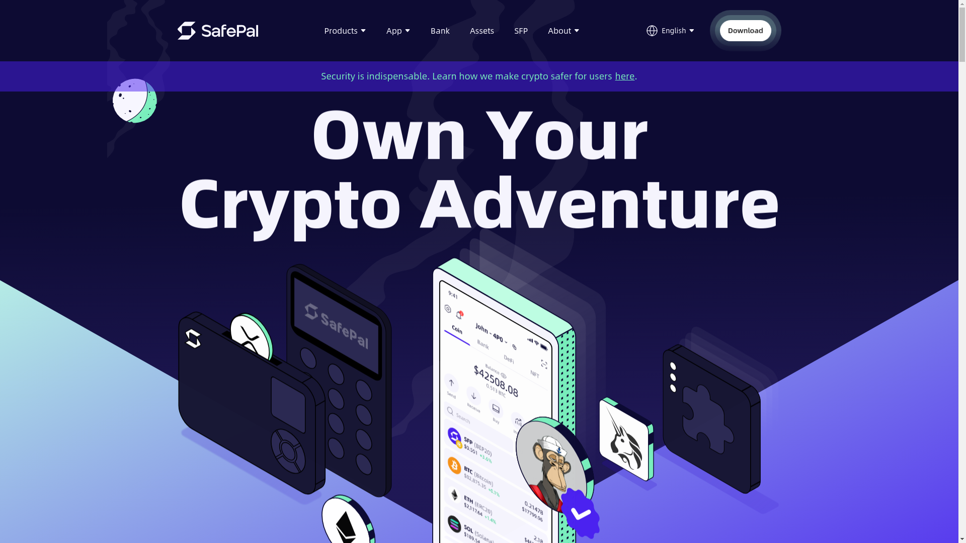 website screenshot of https://safepal.at/