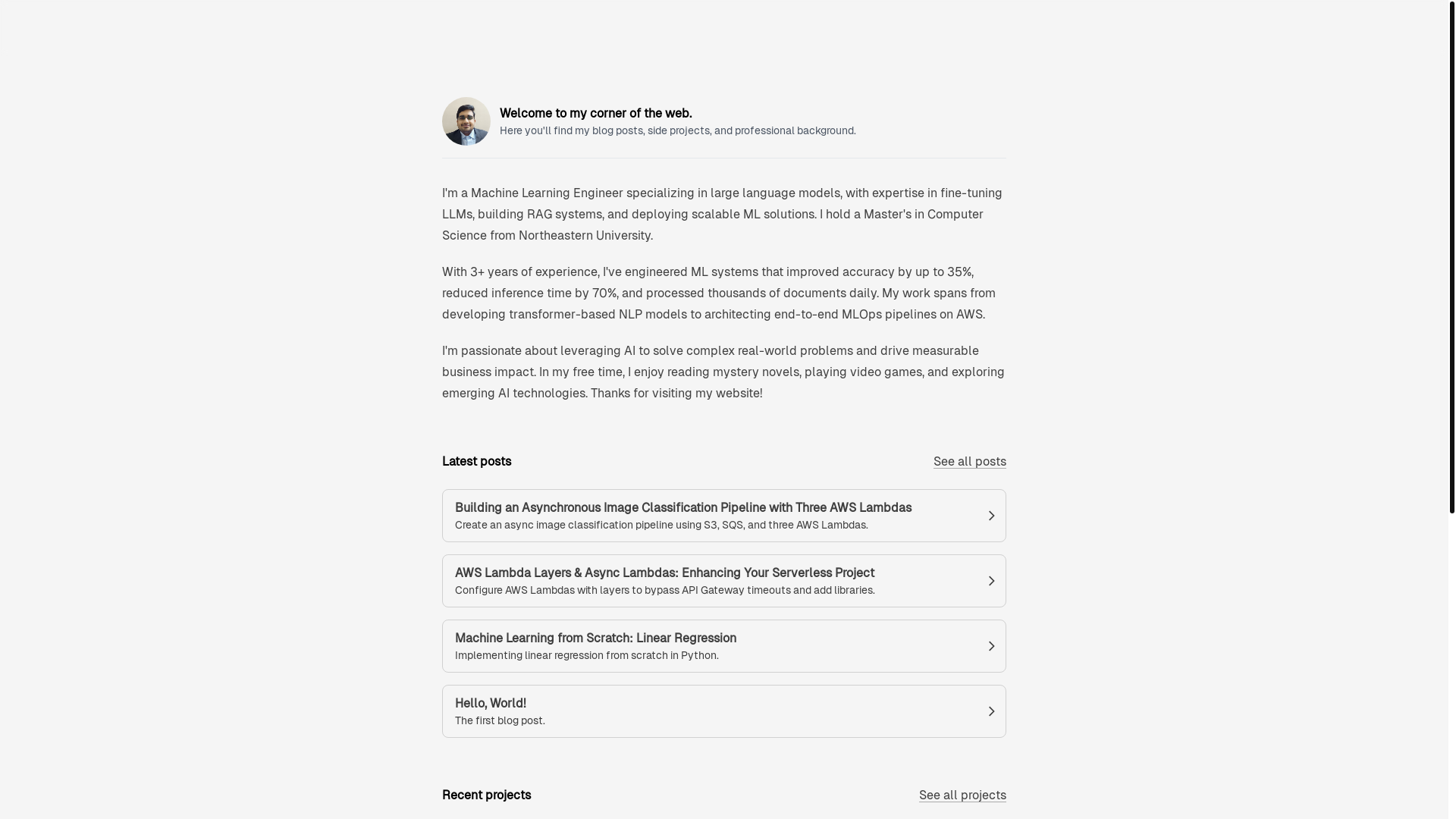 website screenshot of https://pushkardotio.pages.dev/