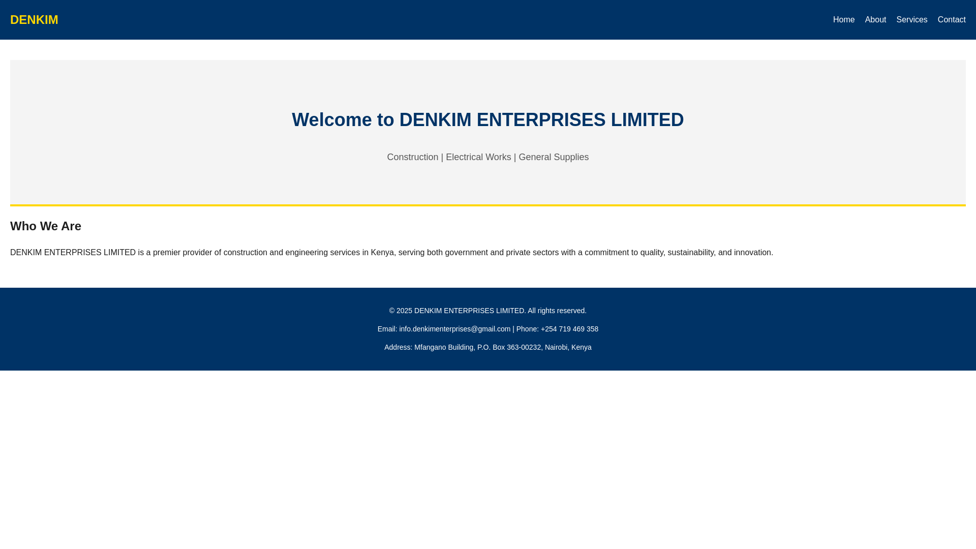 website screenshot of https://denkimltd.co.ke/