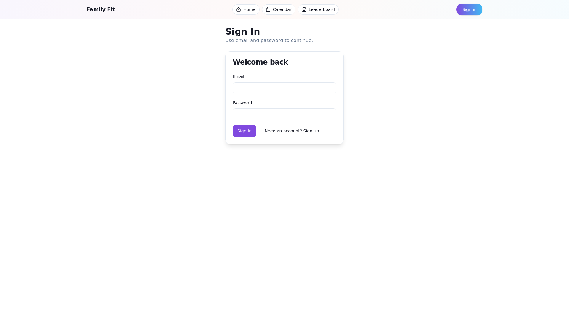 website screenshot of https://familyfittracker.app/