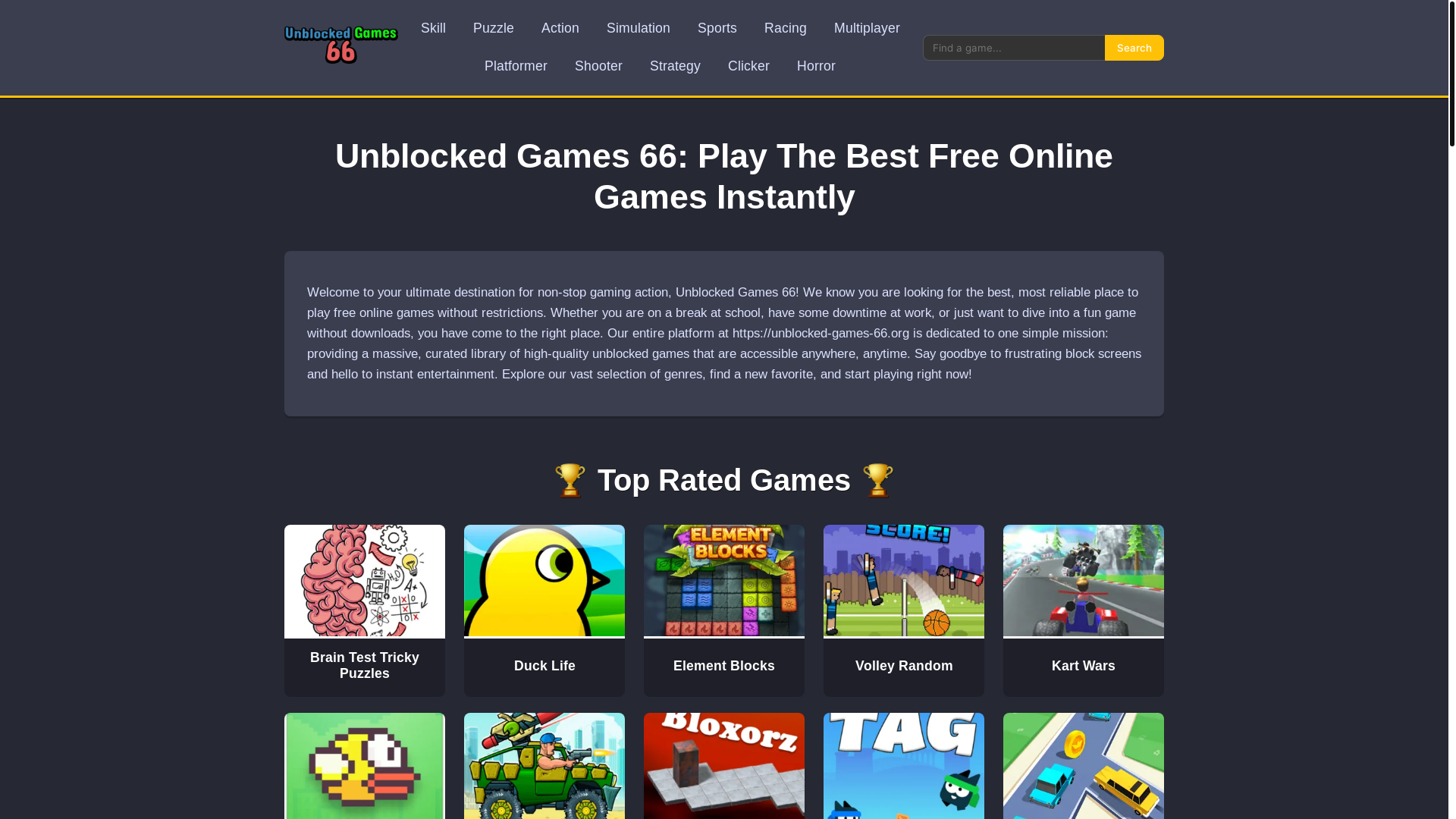 website screenshot of https://unblocked-games-66.org/