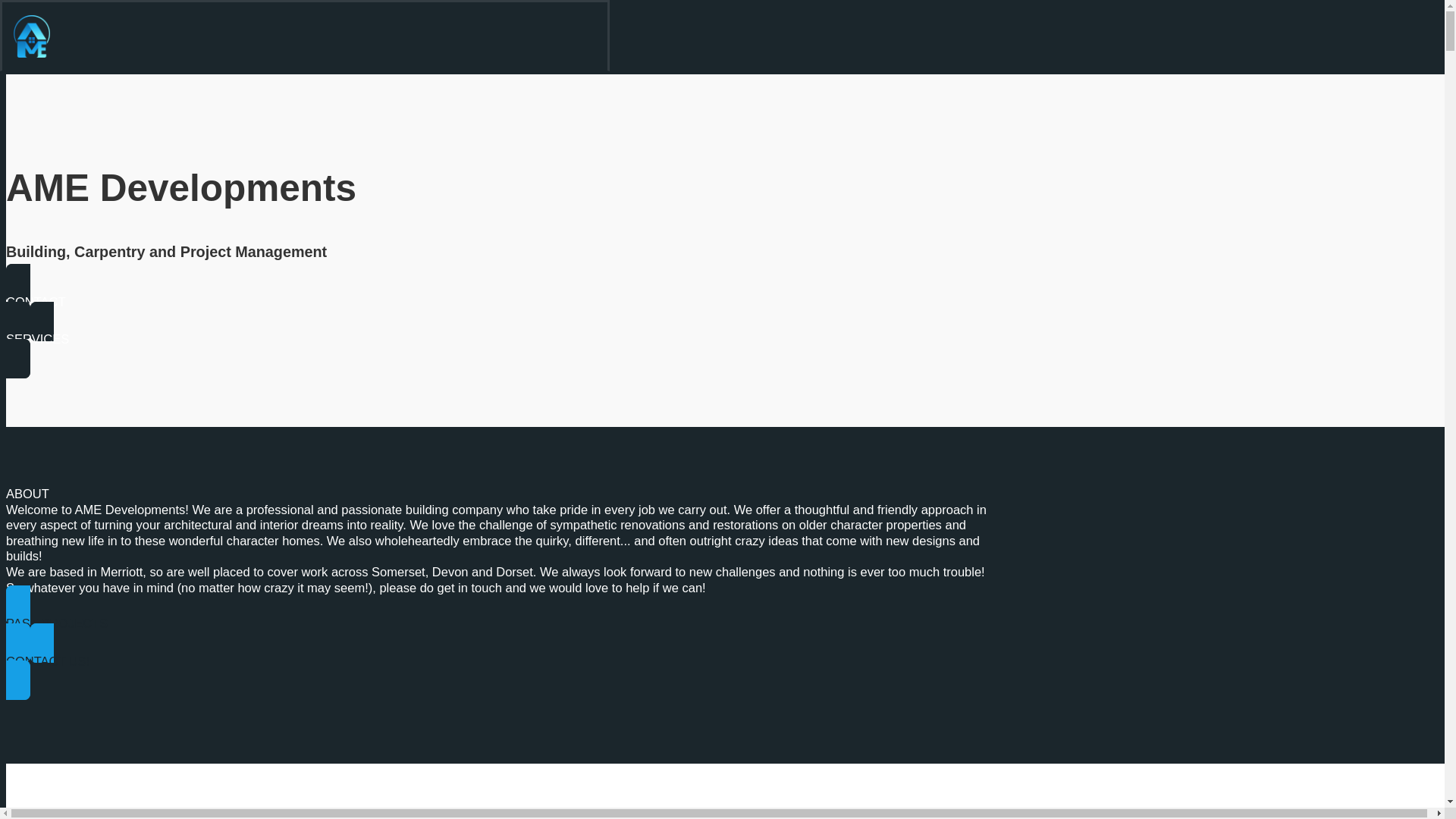website screenshot of https://amedevelopments.co.uk/