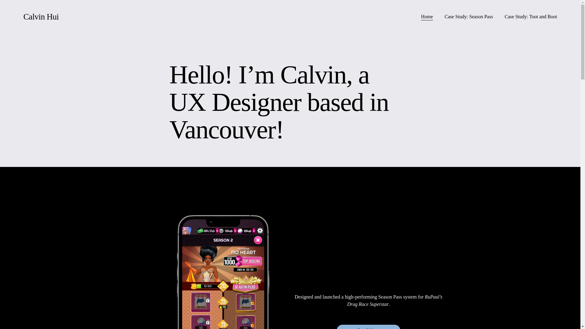 website screenshot of https://calvinhui.ca/