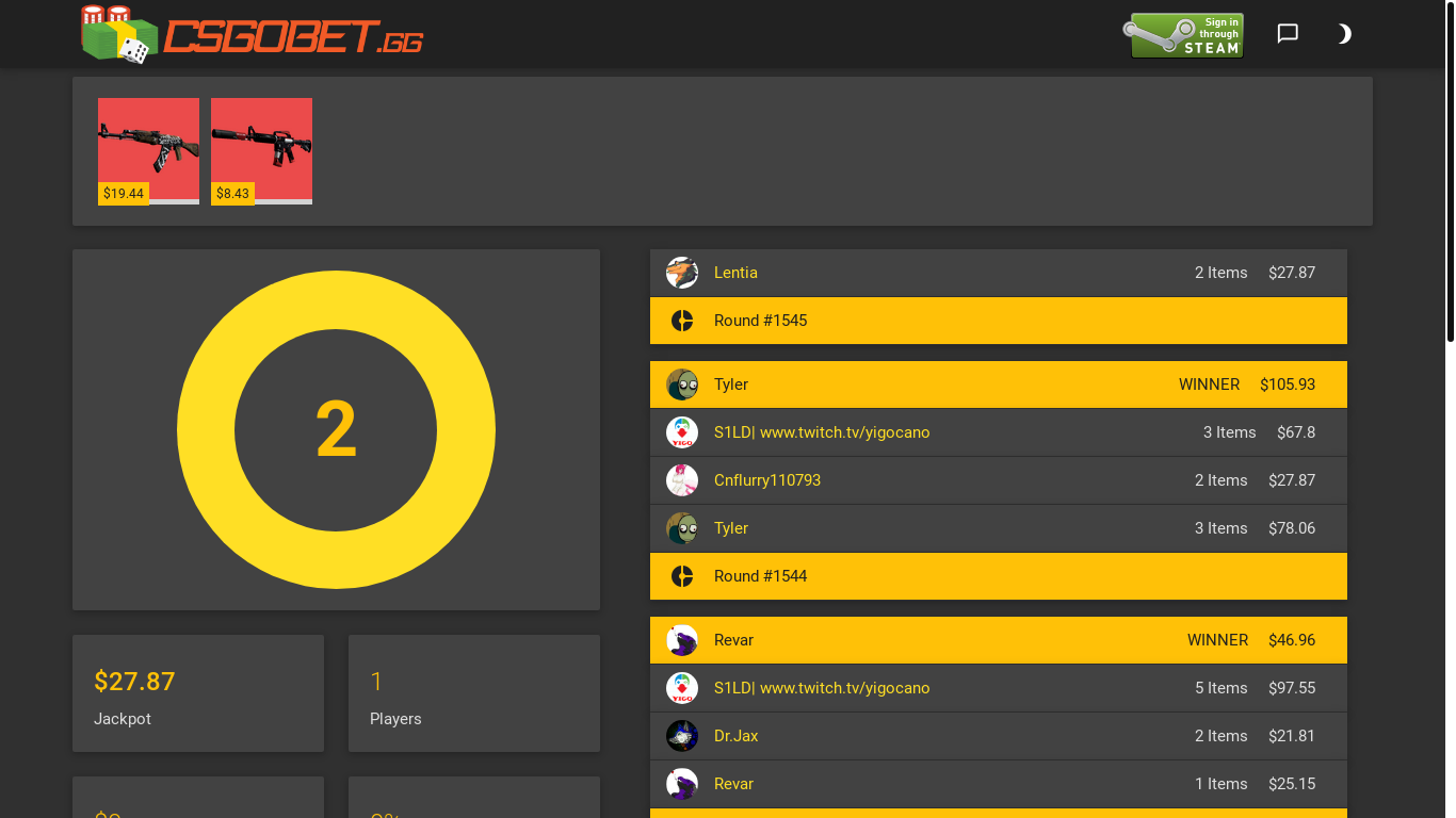 website screenshot of https://csgobet.gg/