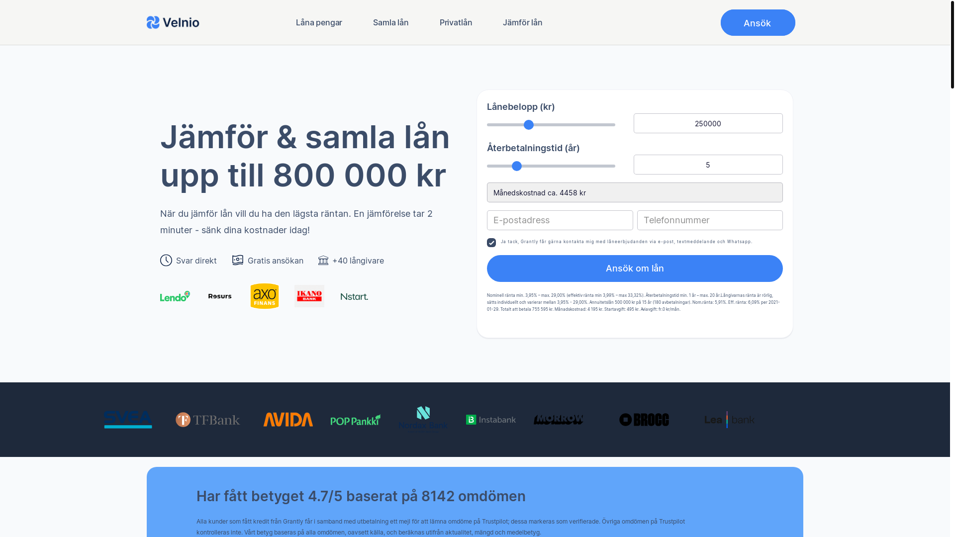 website screenshot of https://velnio.se/