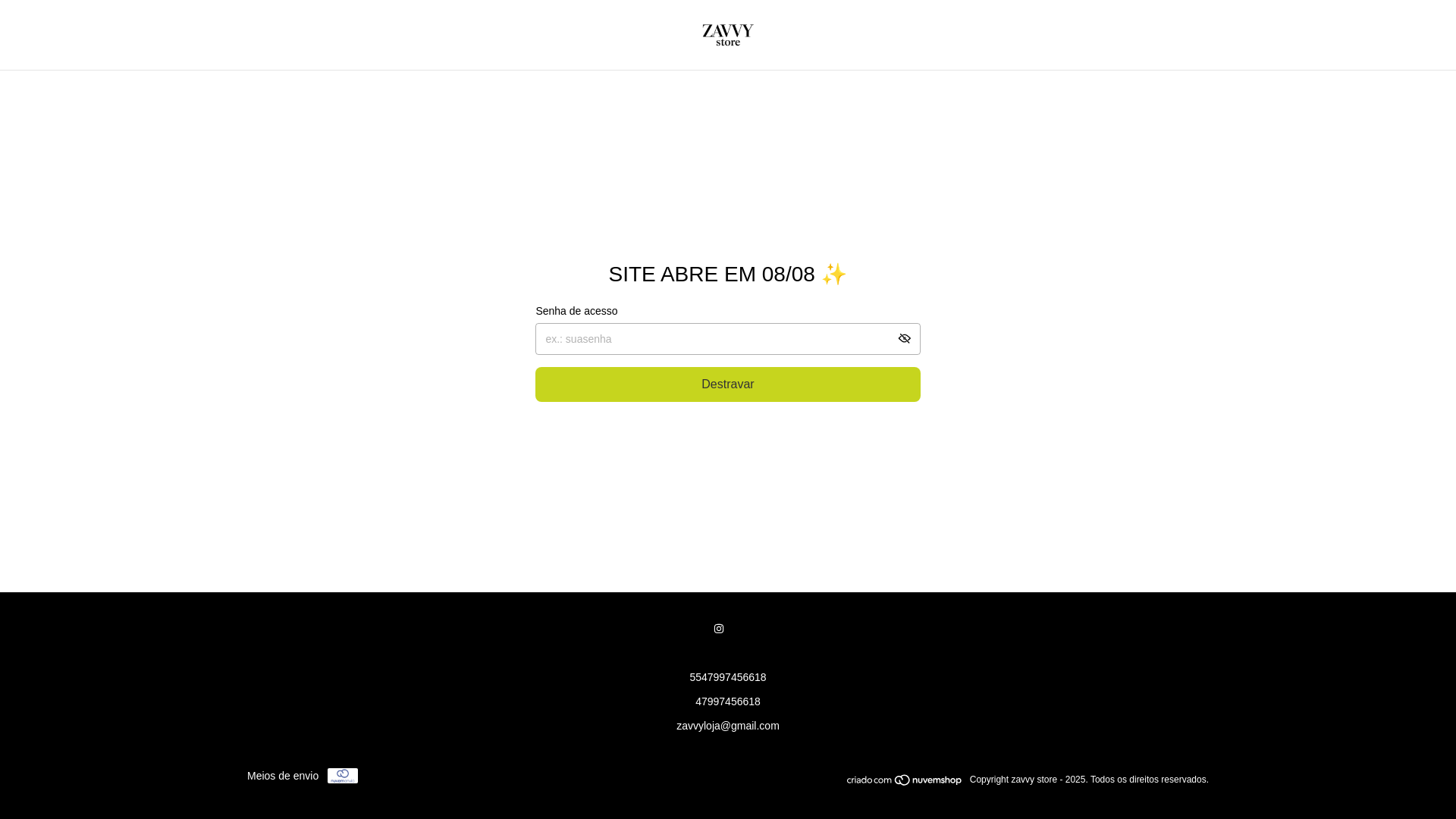 website screenshot of https://zavvystore.com.br/