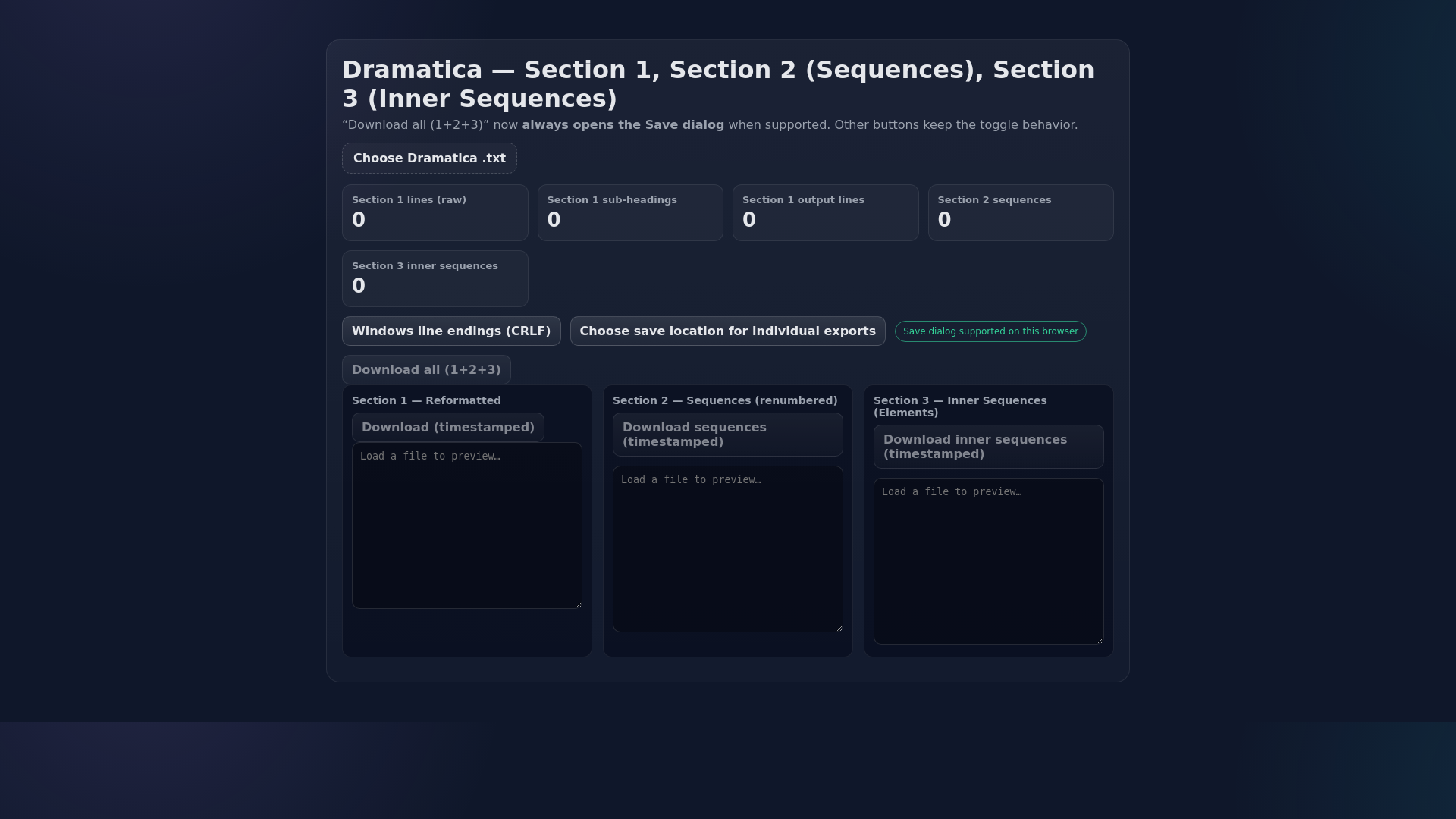 website screenshot of https://dramatica-parser.pages.dev/