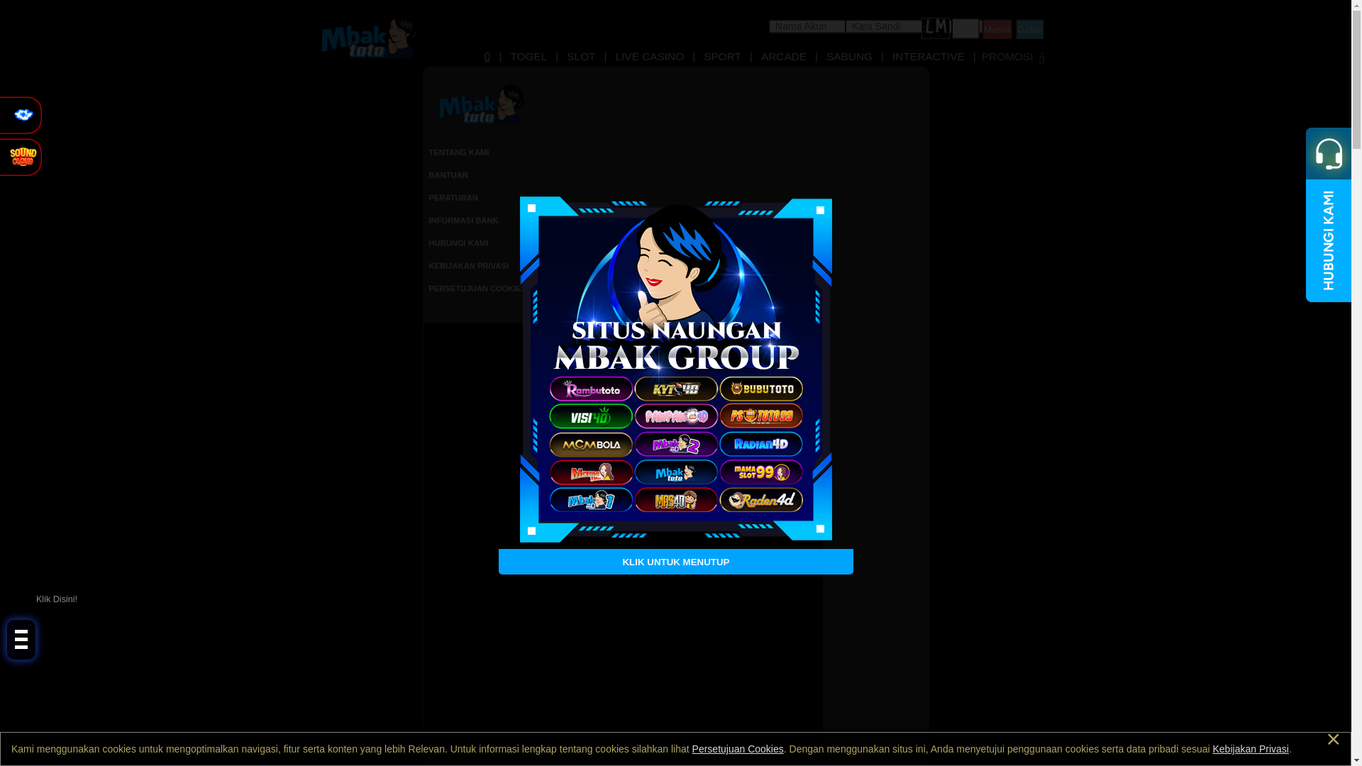 website screenshot of https://mbaktoto852.com/