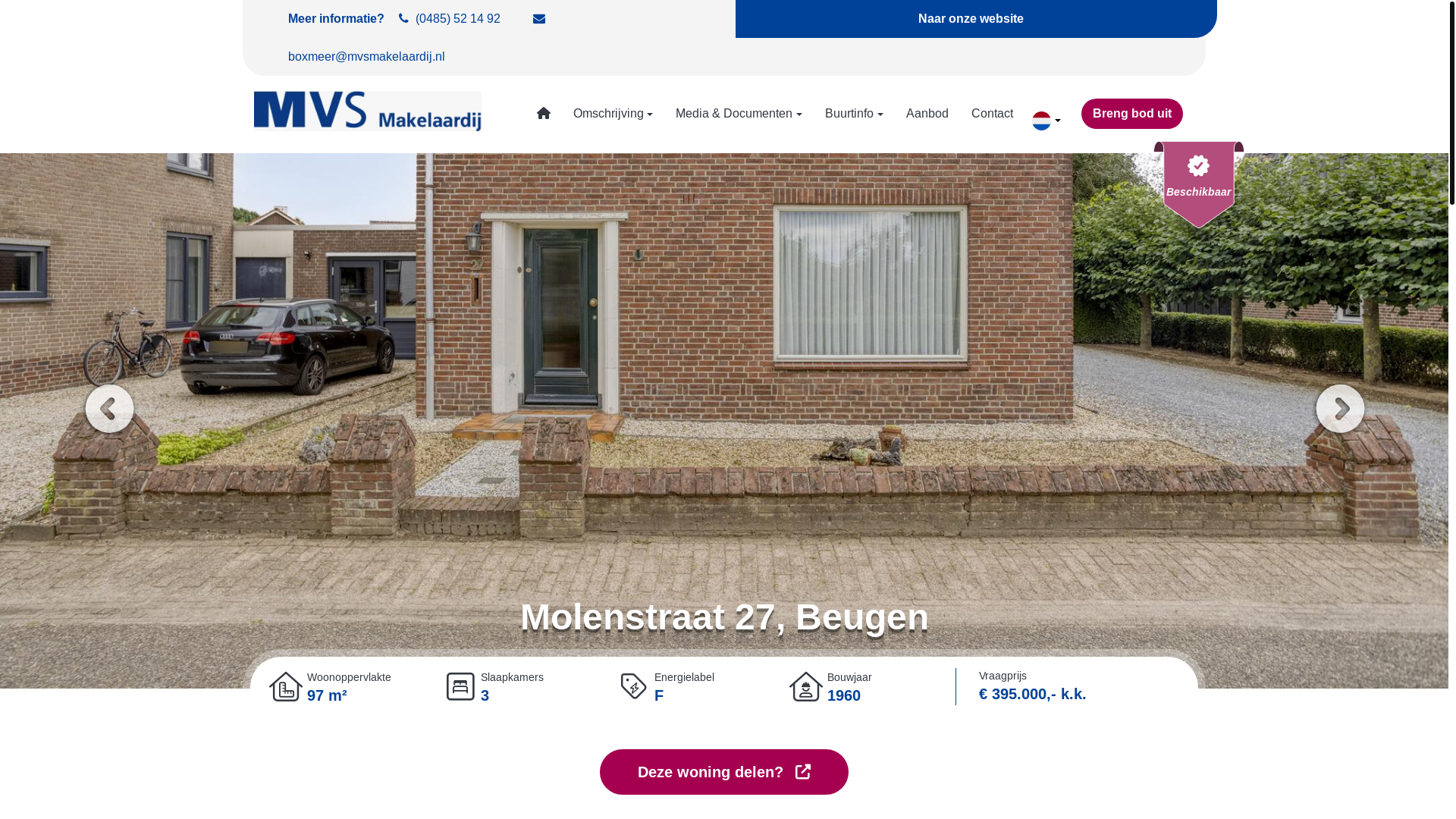 website screenshot of https://molenstraat27.nl/