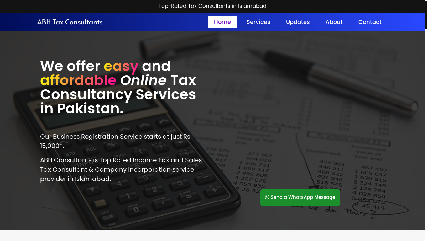 website screenshot of https://abhconsultants.pk/