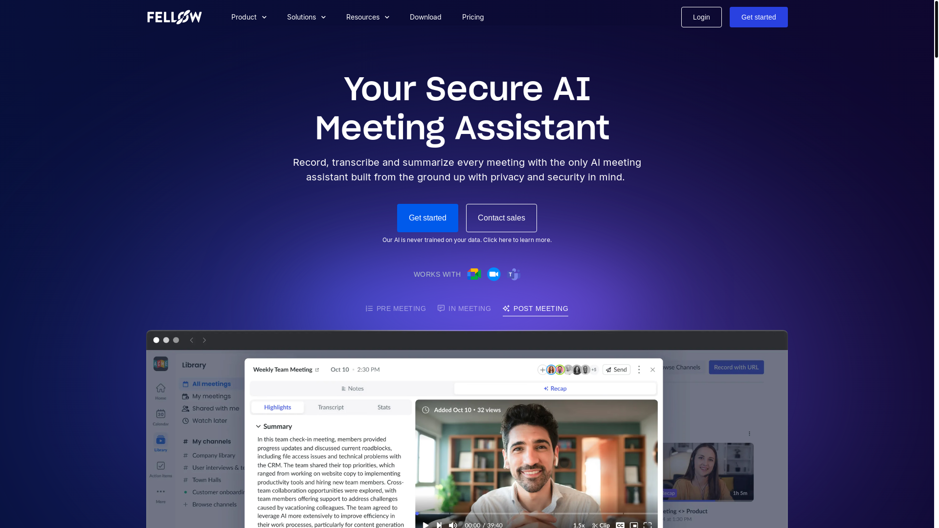 website screenshot of https://fellowproductivity.com/
