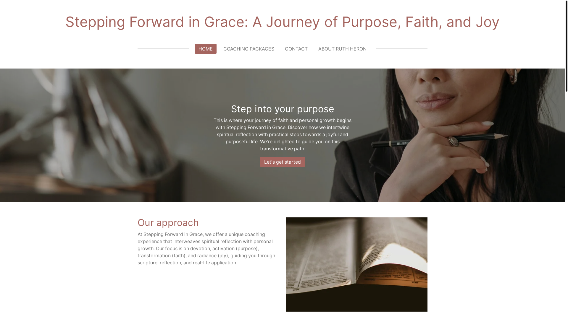 website screenshot of https://steppingforwardingraceajourneyofpurposefaithandjoy.com/