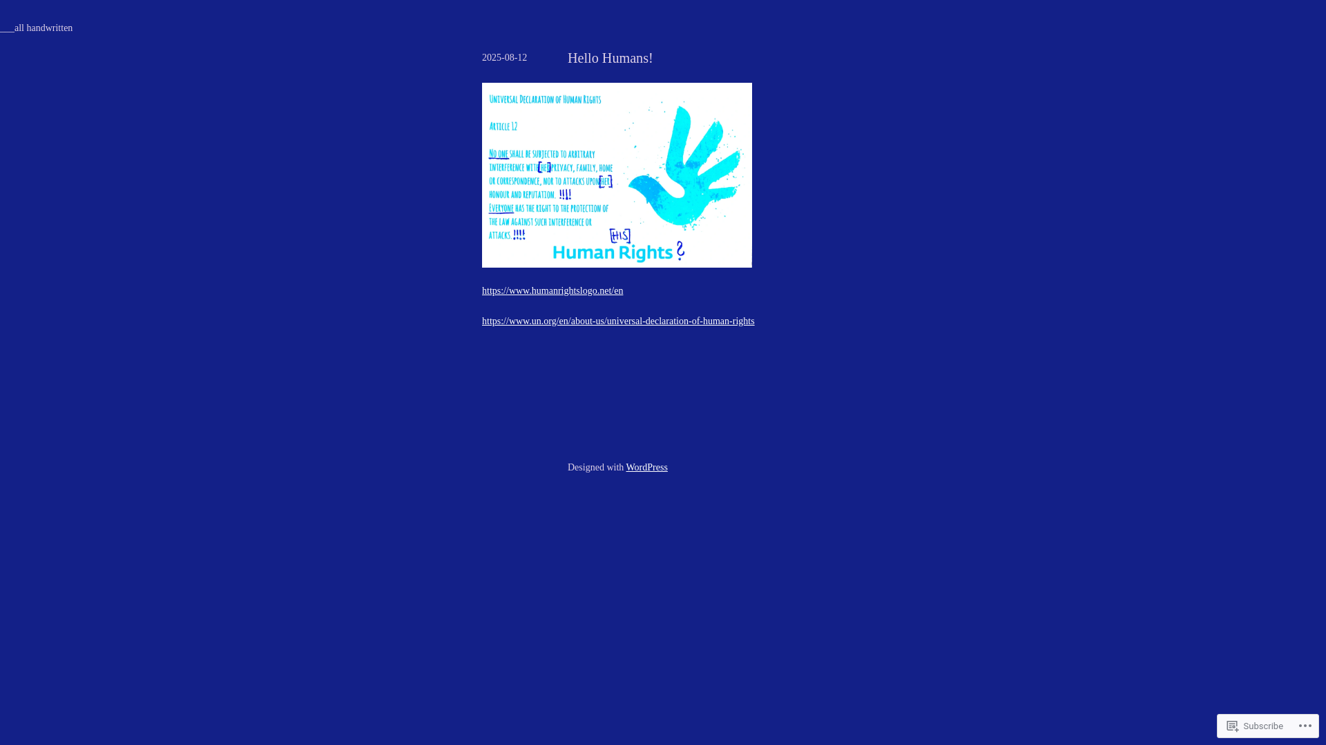 website screenshot of https://allhandwritten.blog/