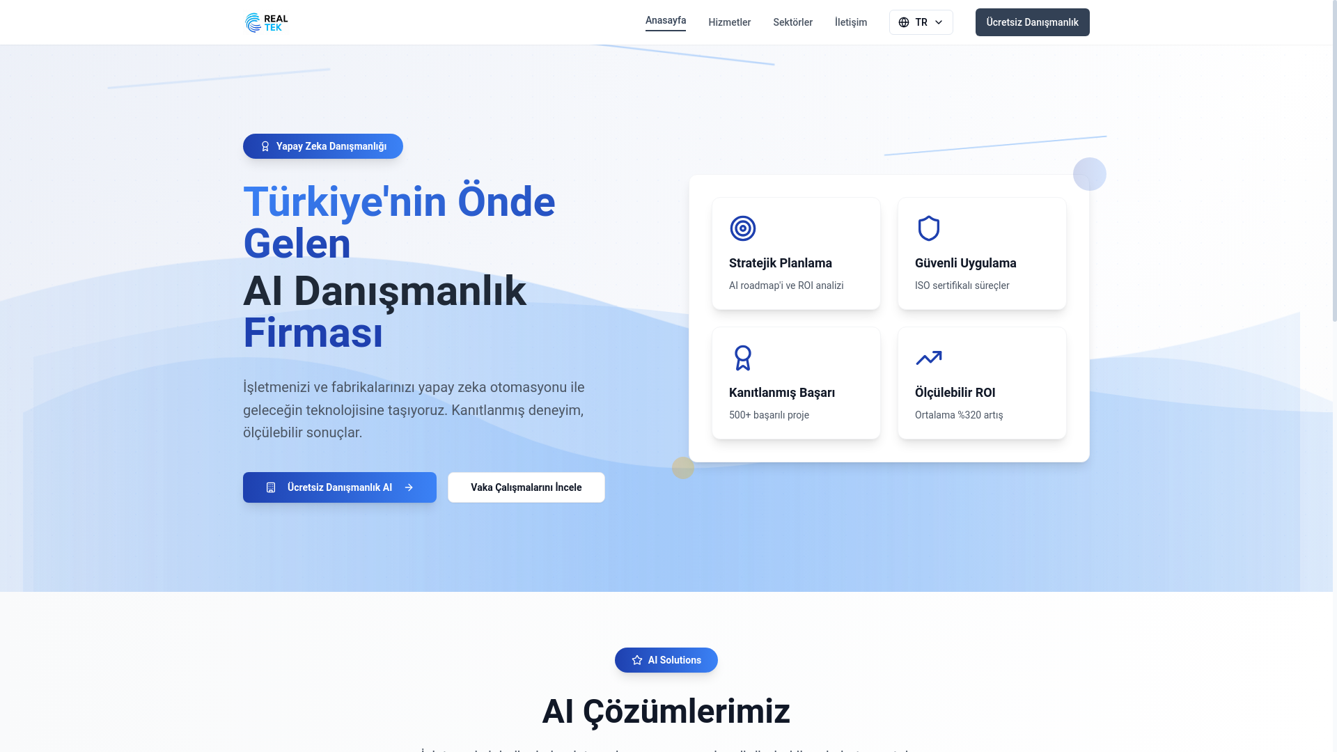 website screenshot of https://real-tech-ai.com/