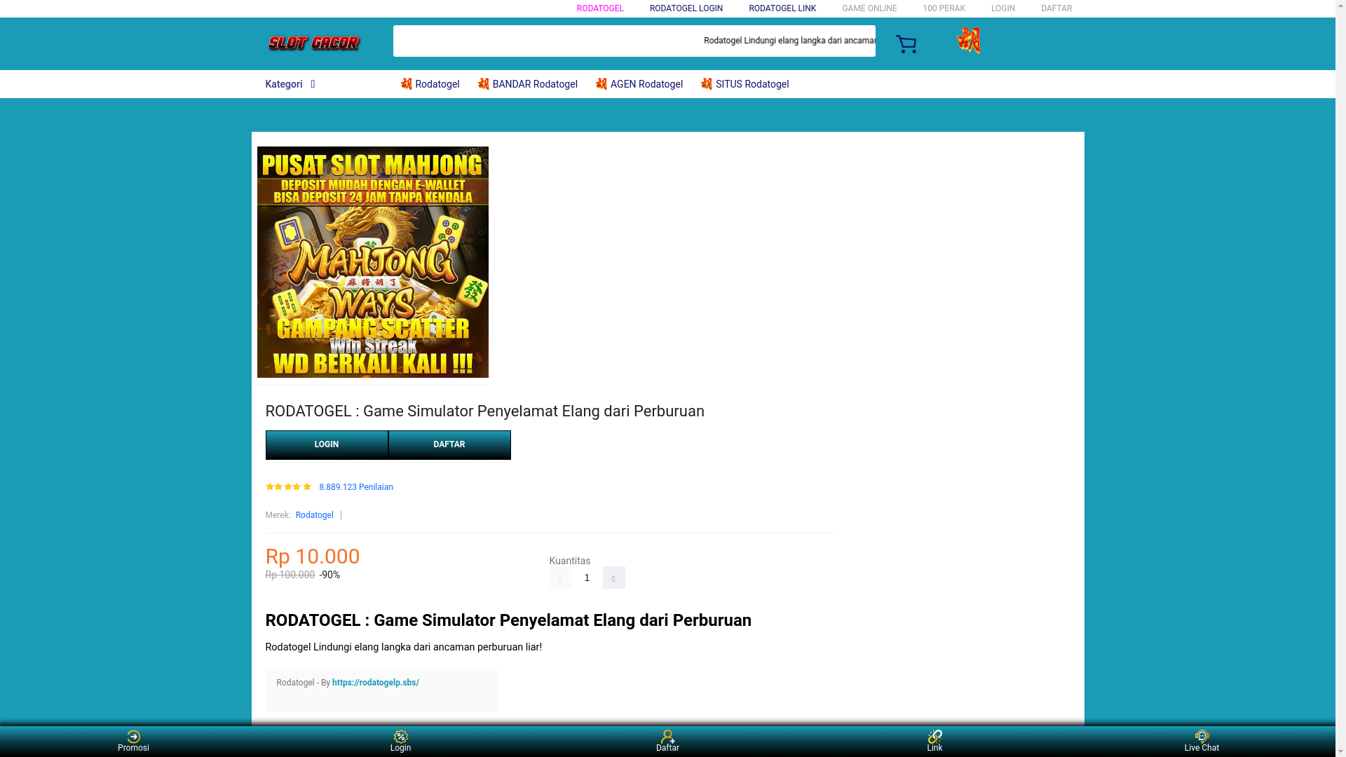 website screenshot of https://rodatogelp.sbs/