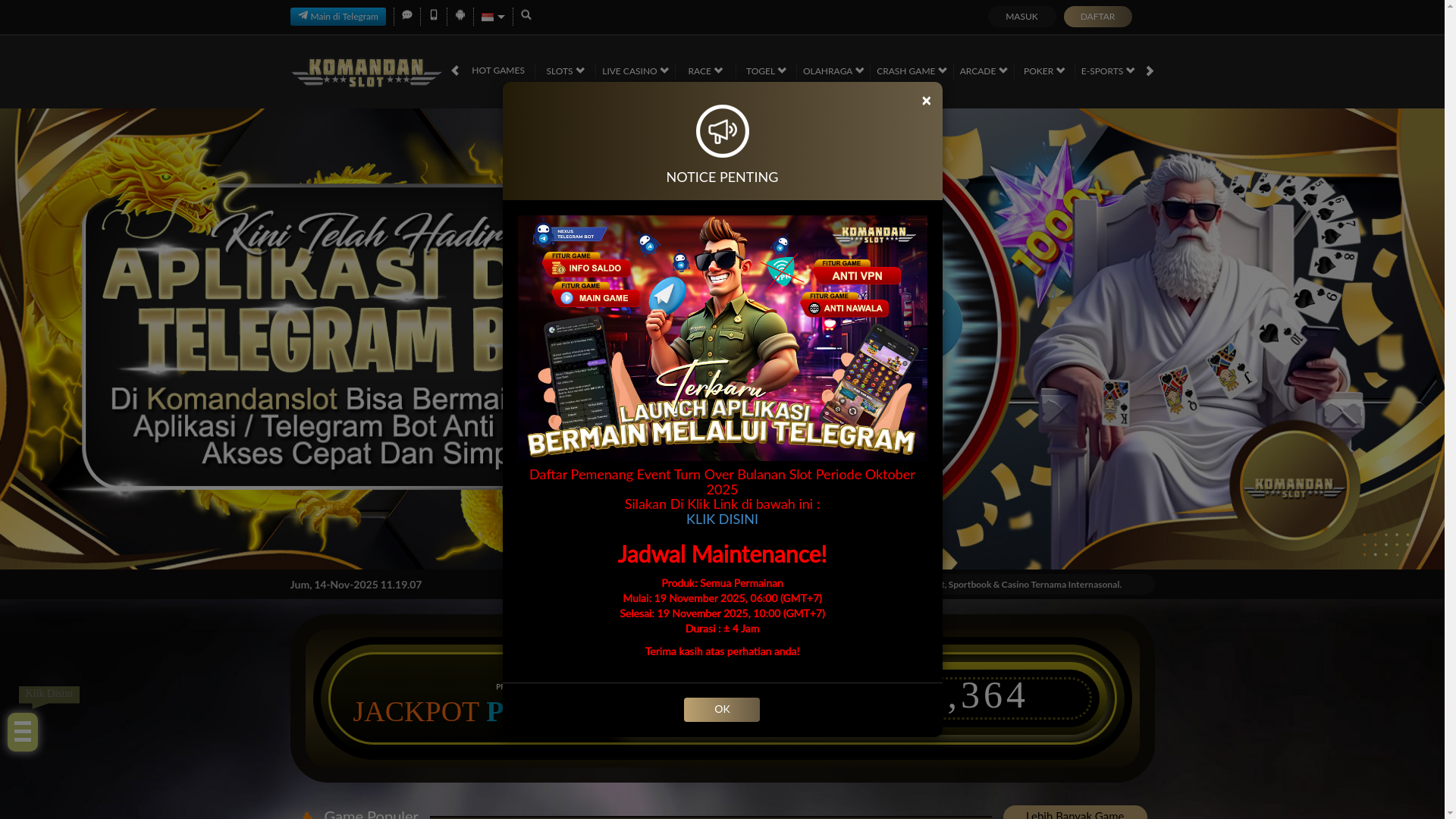 website screenshot of https://kelasgacor.vip/