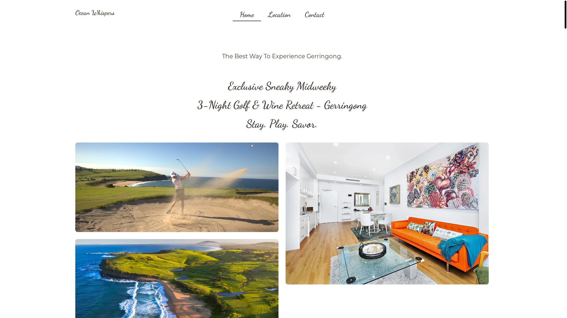 website screenshot of https://gerringongholidayrentals.com/