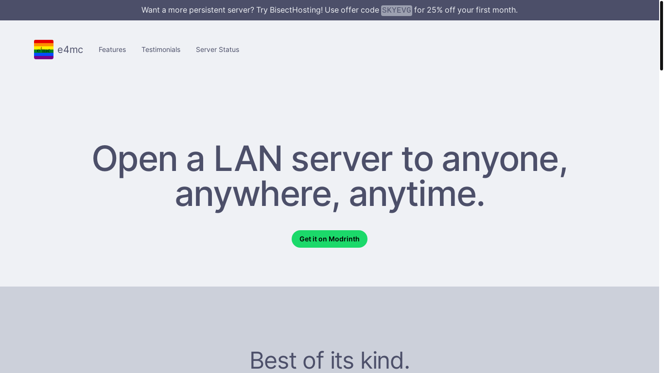 website screenshot of https://e4mc.link/