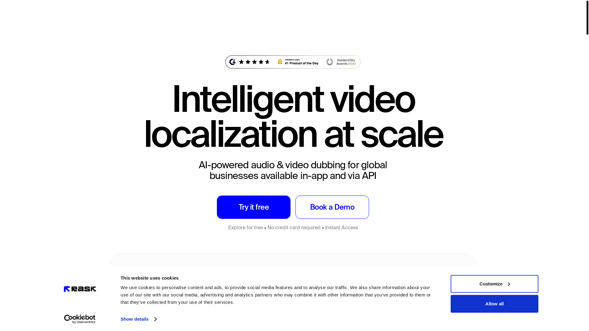 website screenshot of https://www.rask.ai/