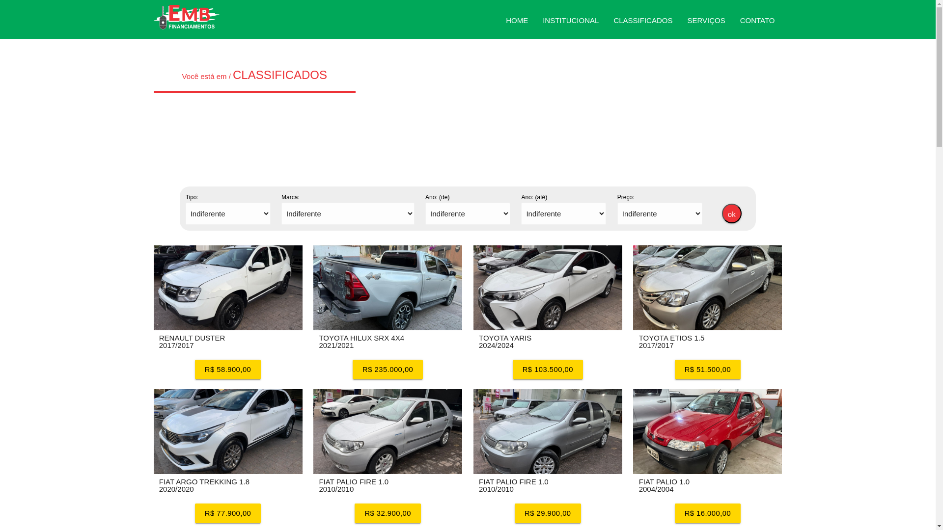 website screenshot of https://embveiculos.com.br/