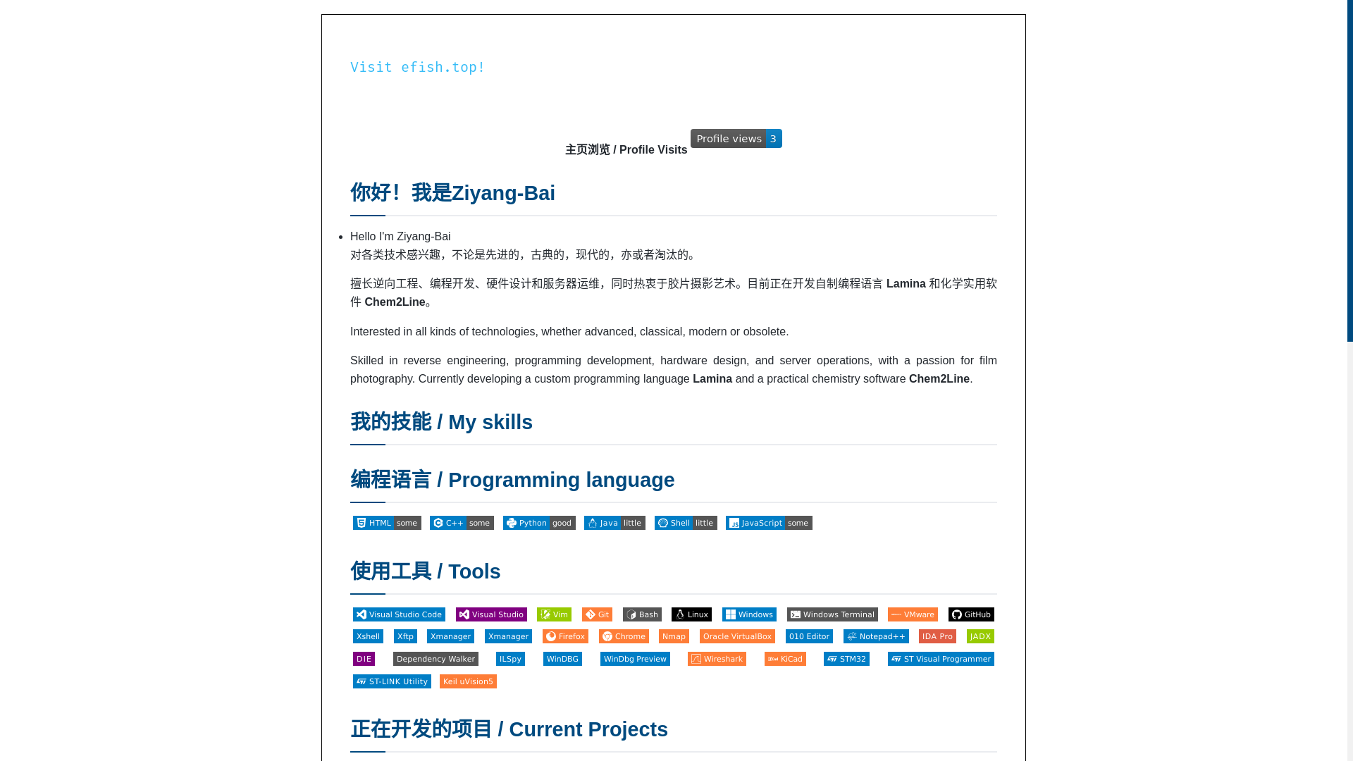 website screenshot of https://ziyangbai-com.pages.dev/