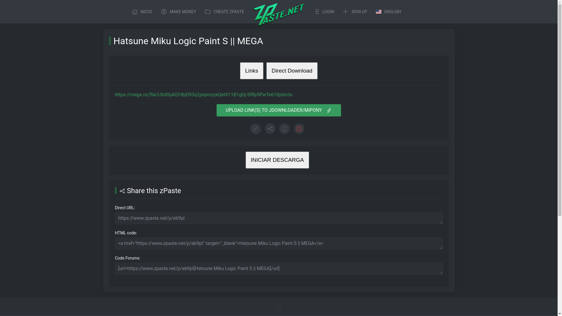website screenshot of https://www.zpaste.net/p/eb9pl