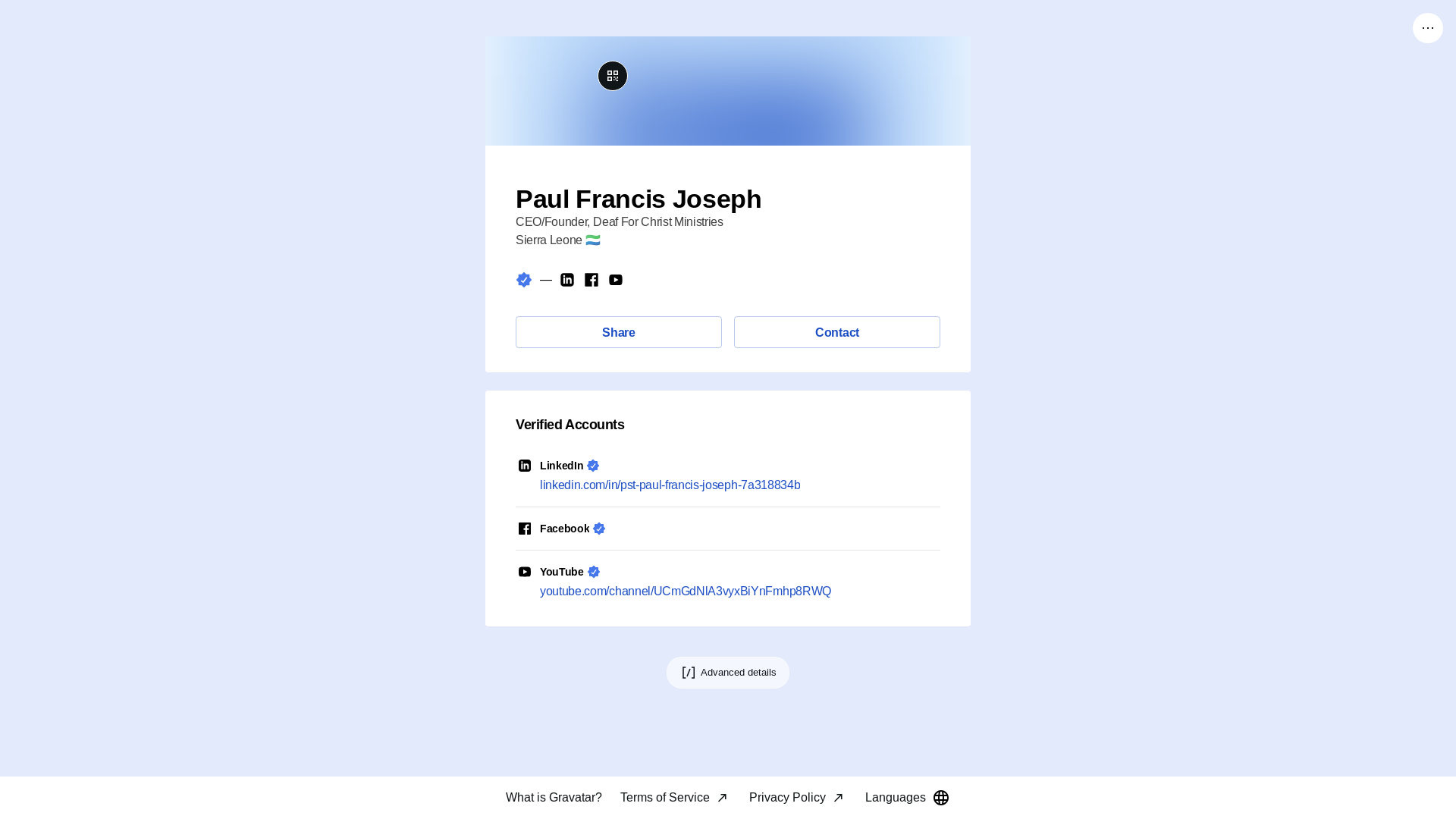 website screenshot of https://paulfrancisjoseph.link/