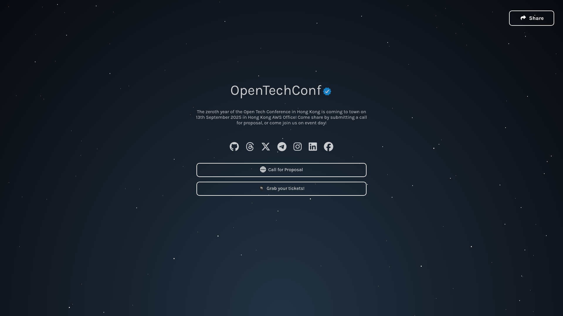 website screenshot of https://opentechconf.com/