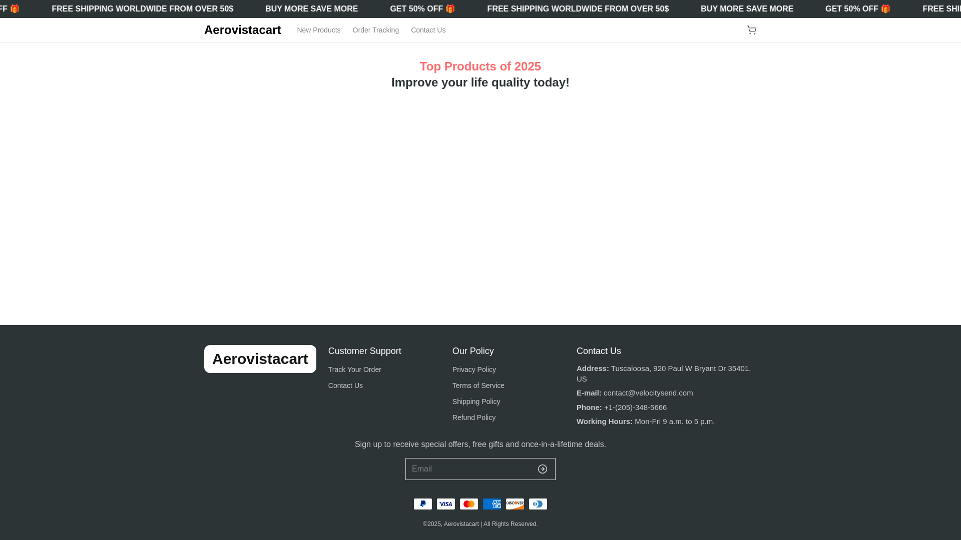website screenshot of https://aerovistacart.com/