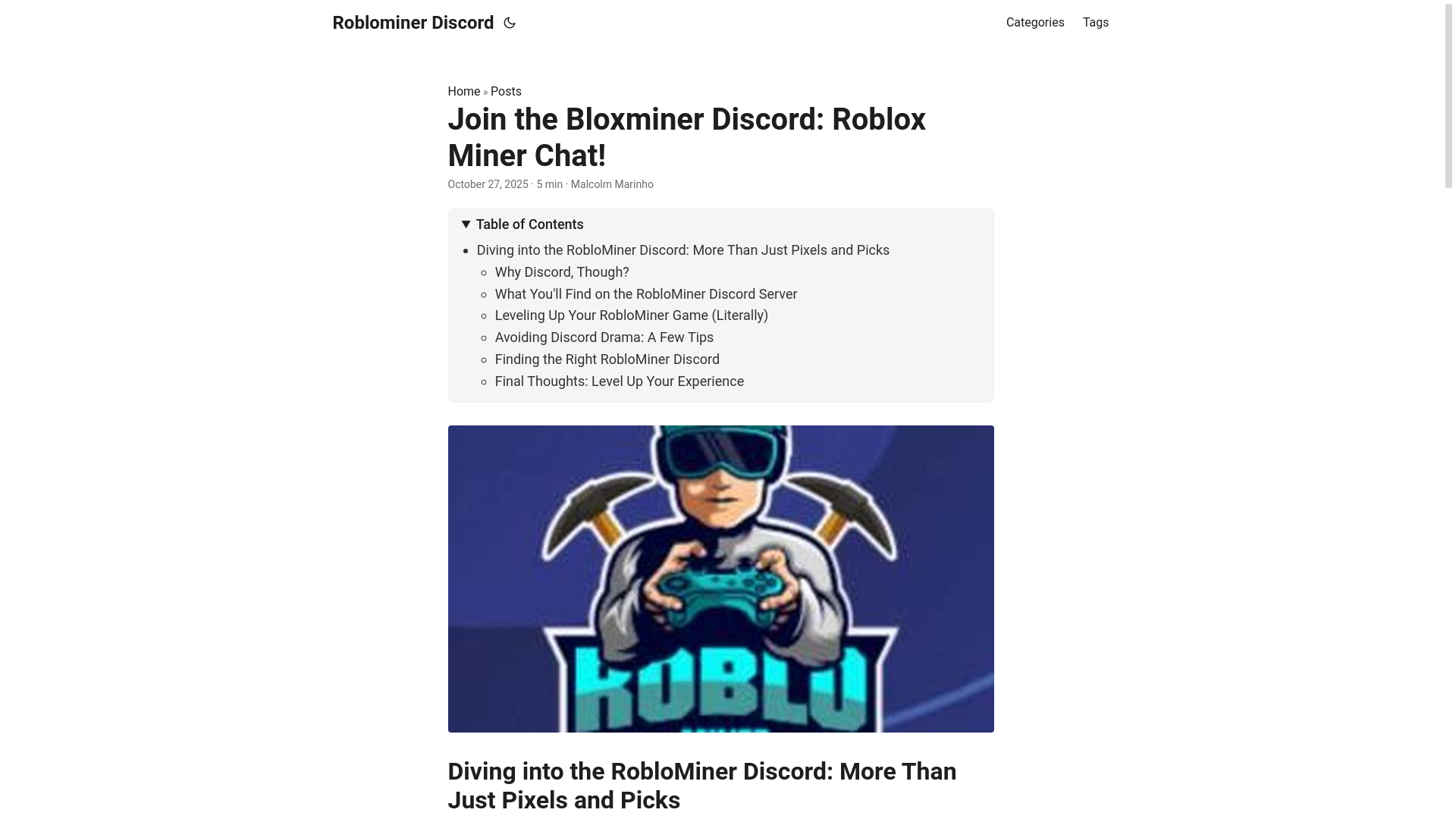website screenshot of https://roblominer-discord.pages.dev/