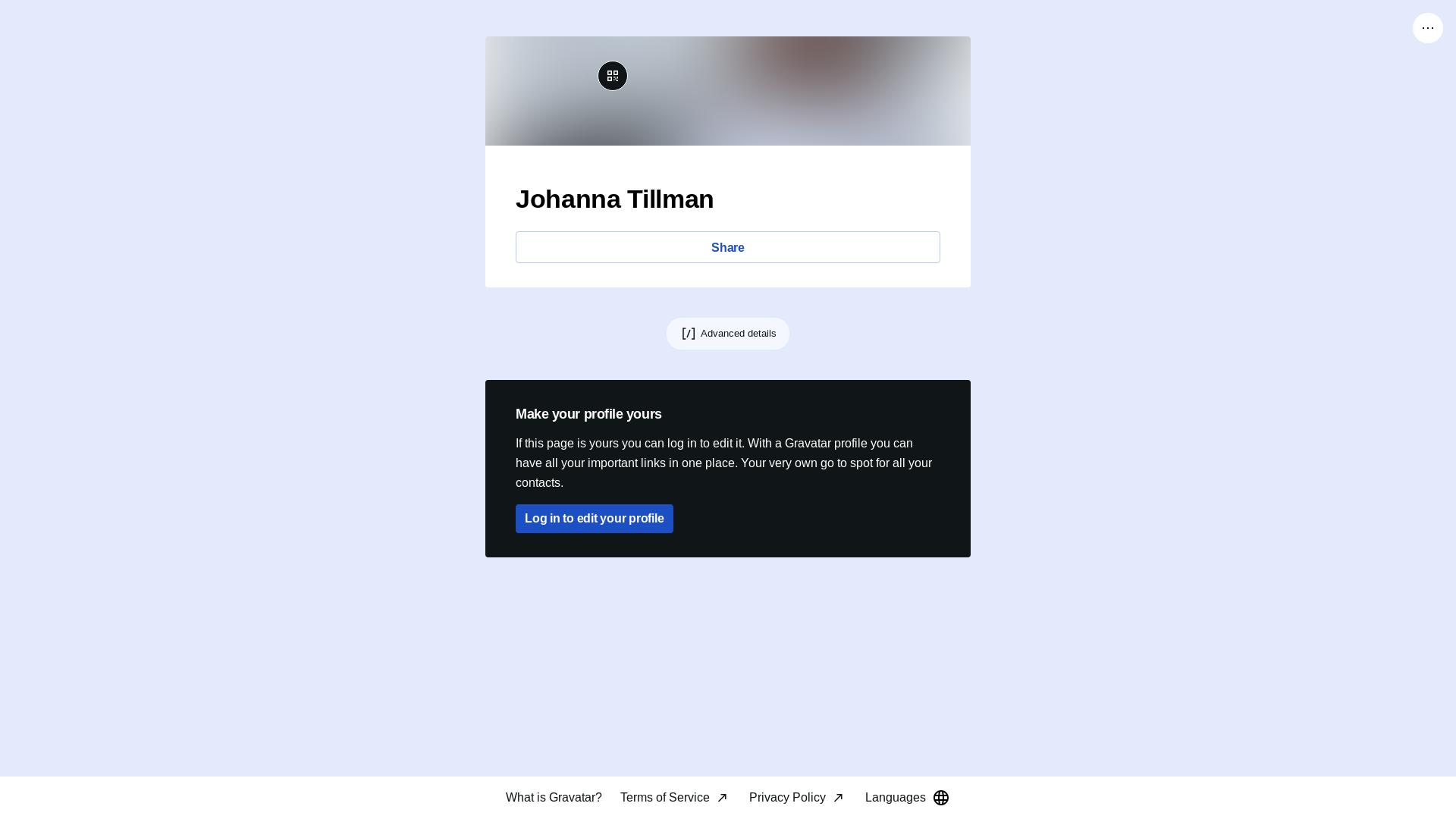 website screenshot of https://johannatillman.link/