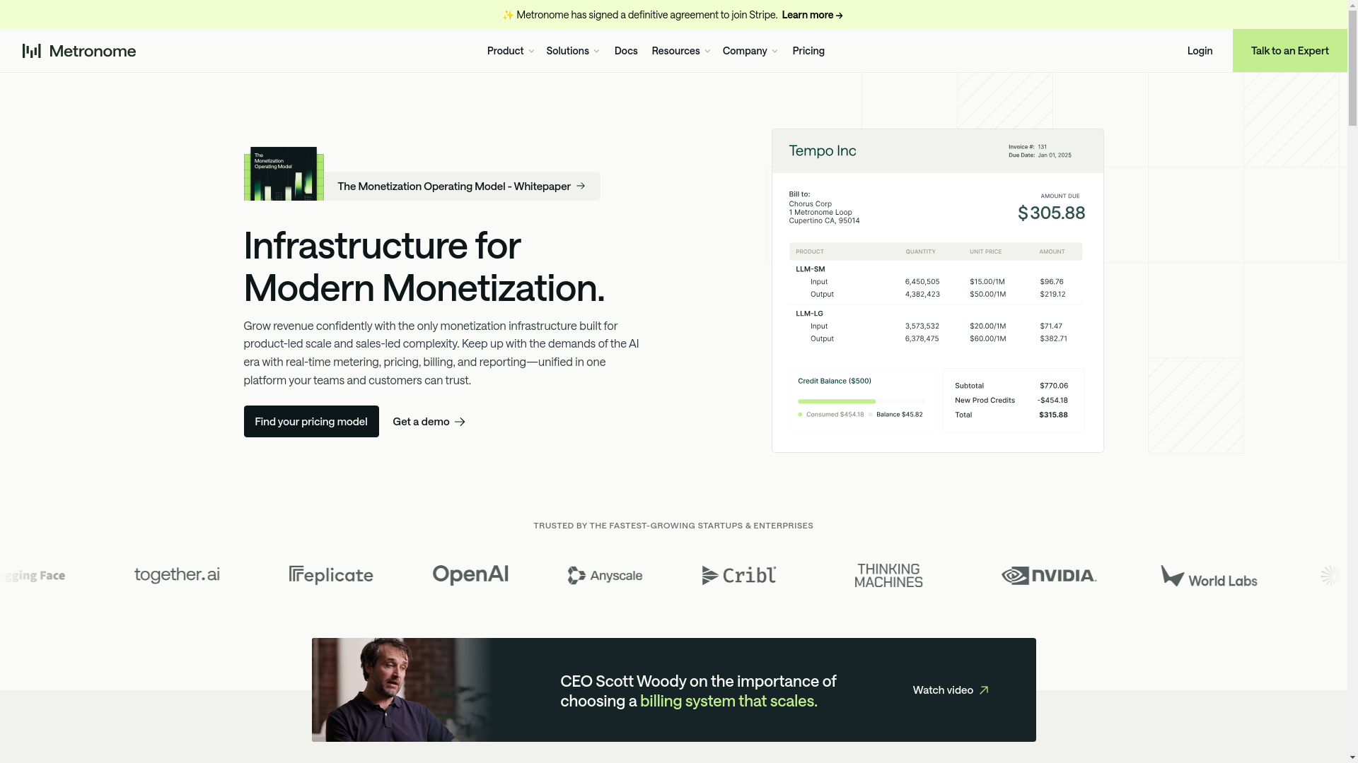 website screenshot of https://startmetronome.com/
