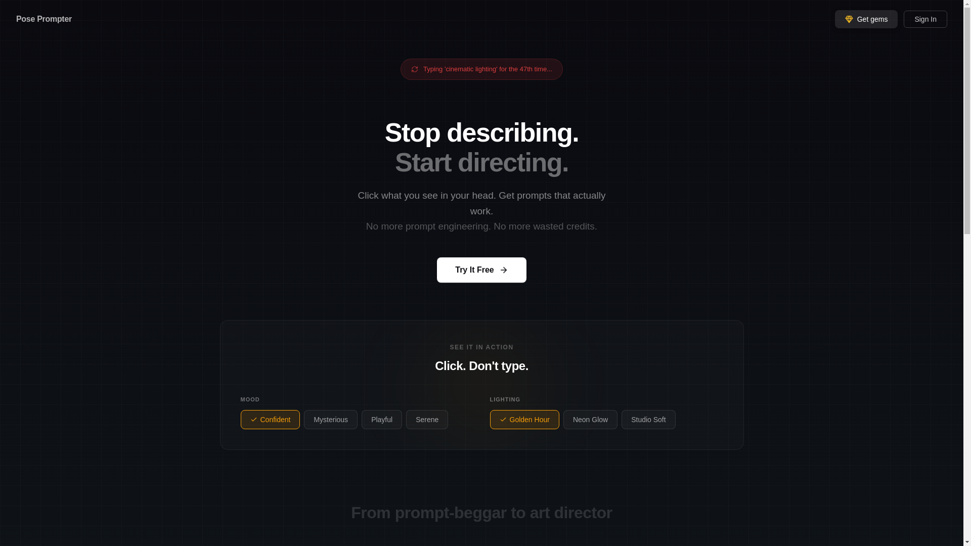 website screenshot of https://poseprompter.com/
