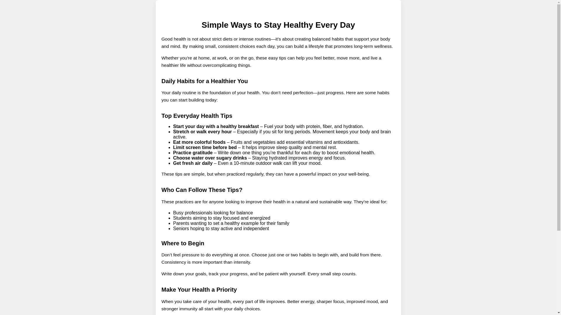 website screenshot of https://tipstohealthy.pages.dev/