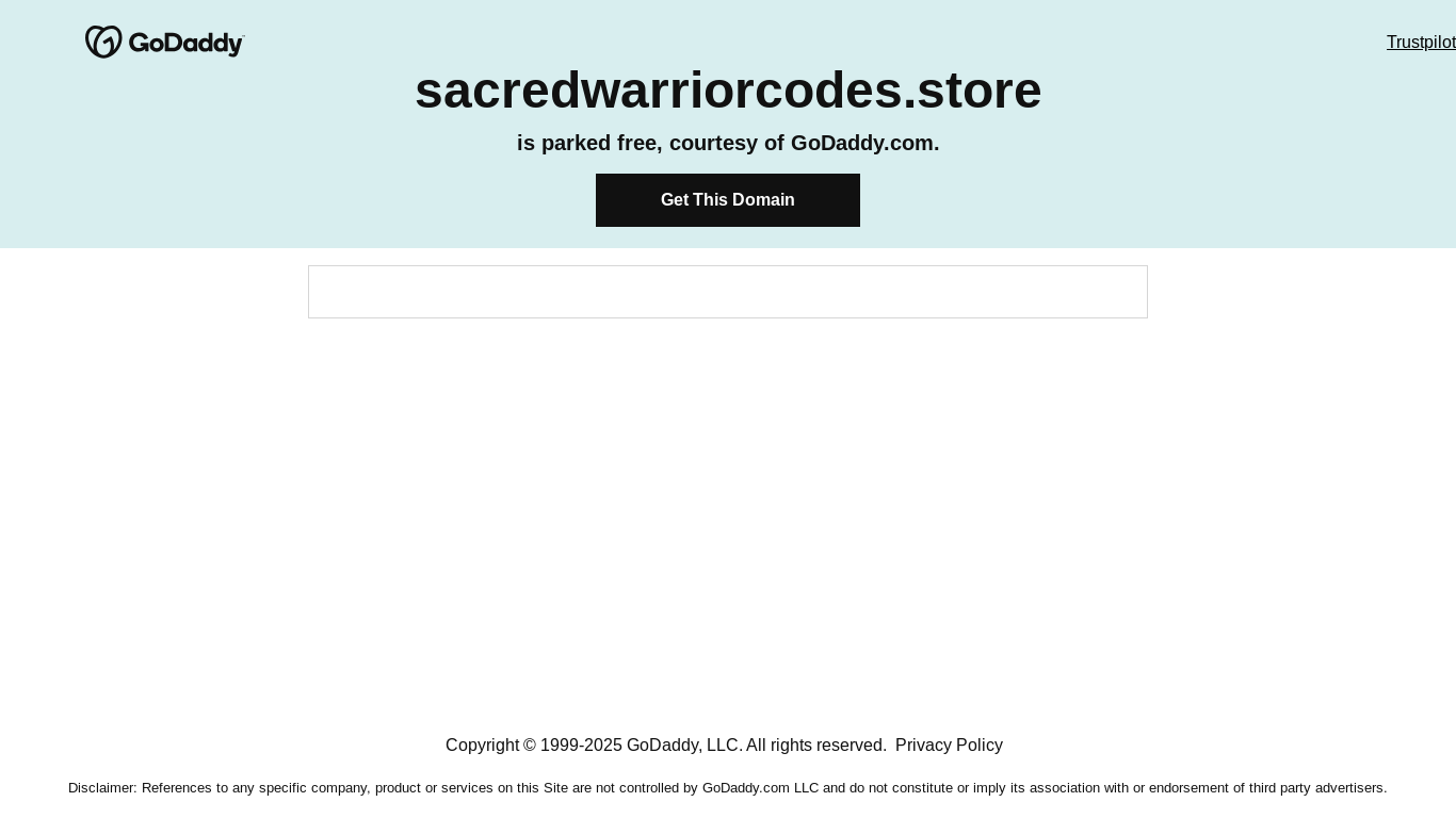 website screenshot of https://sacredwarriorcodes.store/