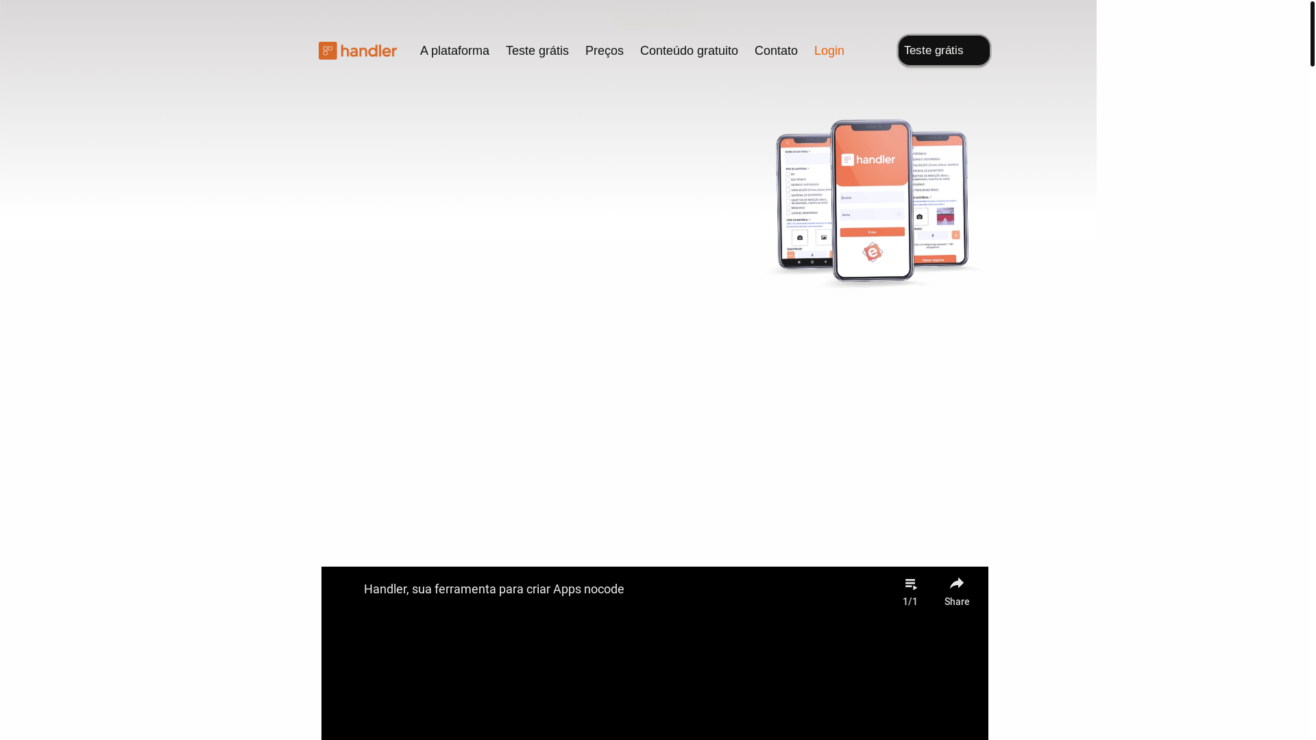 website screenshot of https://handlerapp.com.br/